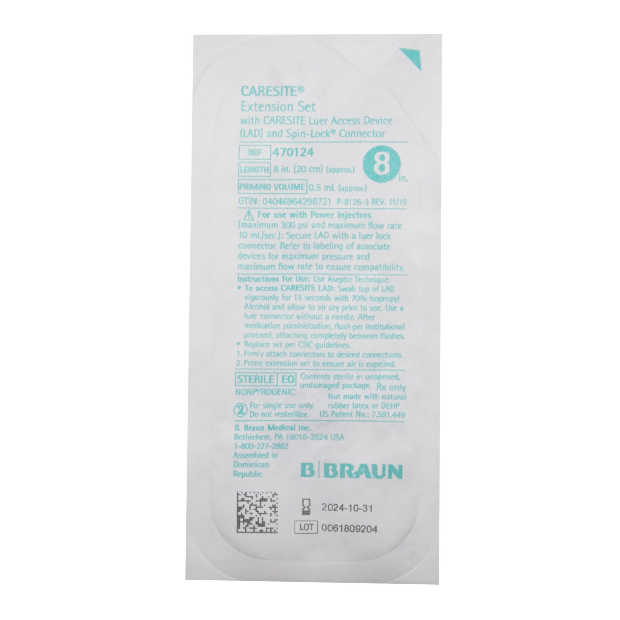 B. Braun 470124 - Caresite® Extension Set - 100/Case
