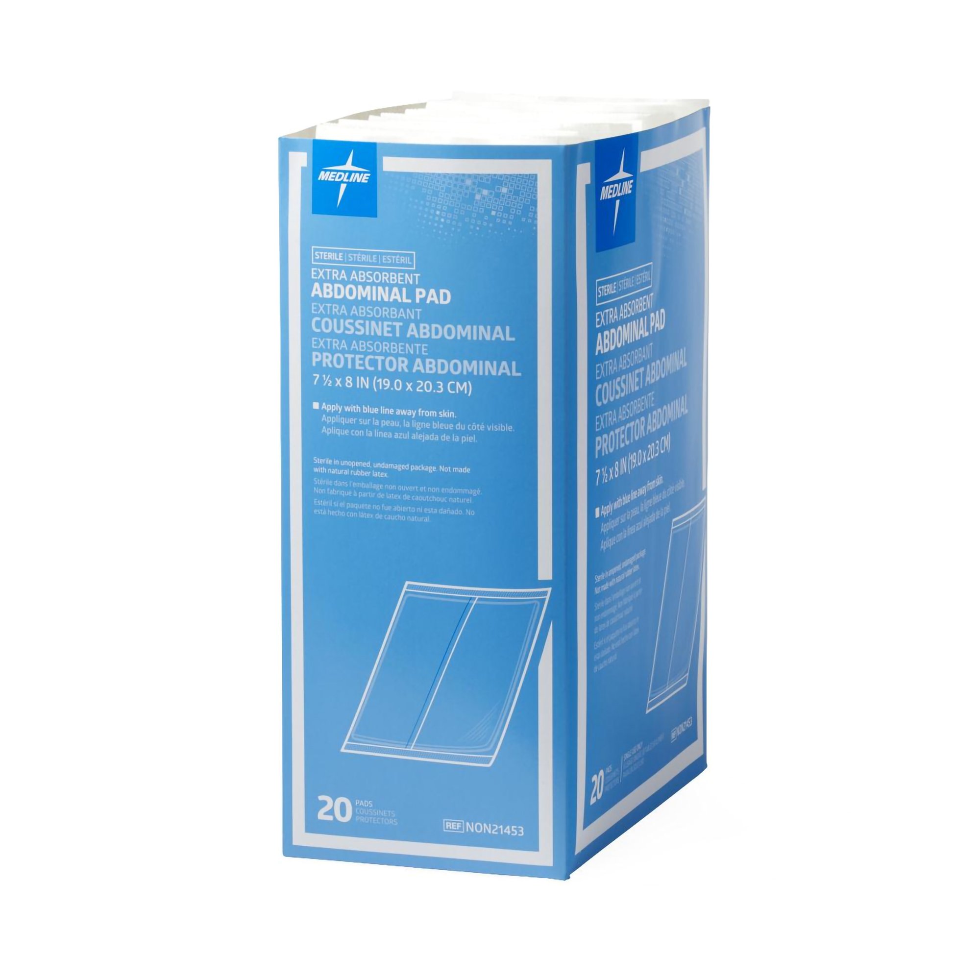 Medline NON21453 - Medline Sterile Abdominal Pad, 7-1/2 x 8 Inch - 1/Pack, 20/Box, 240/Case