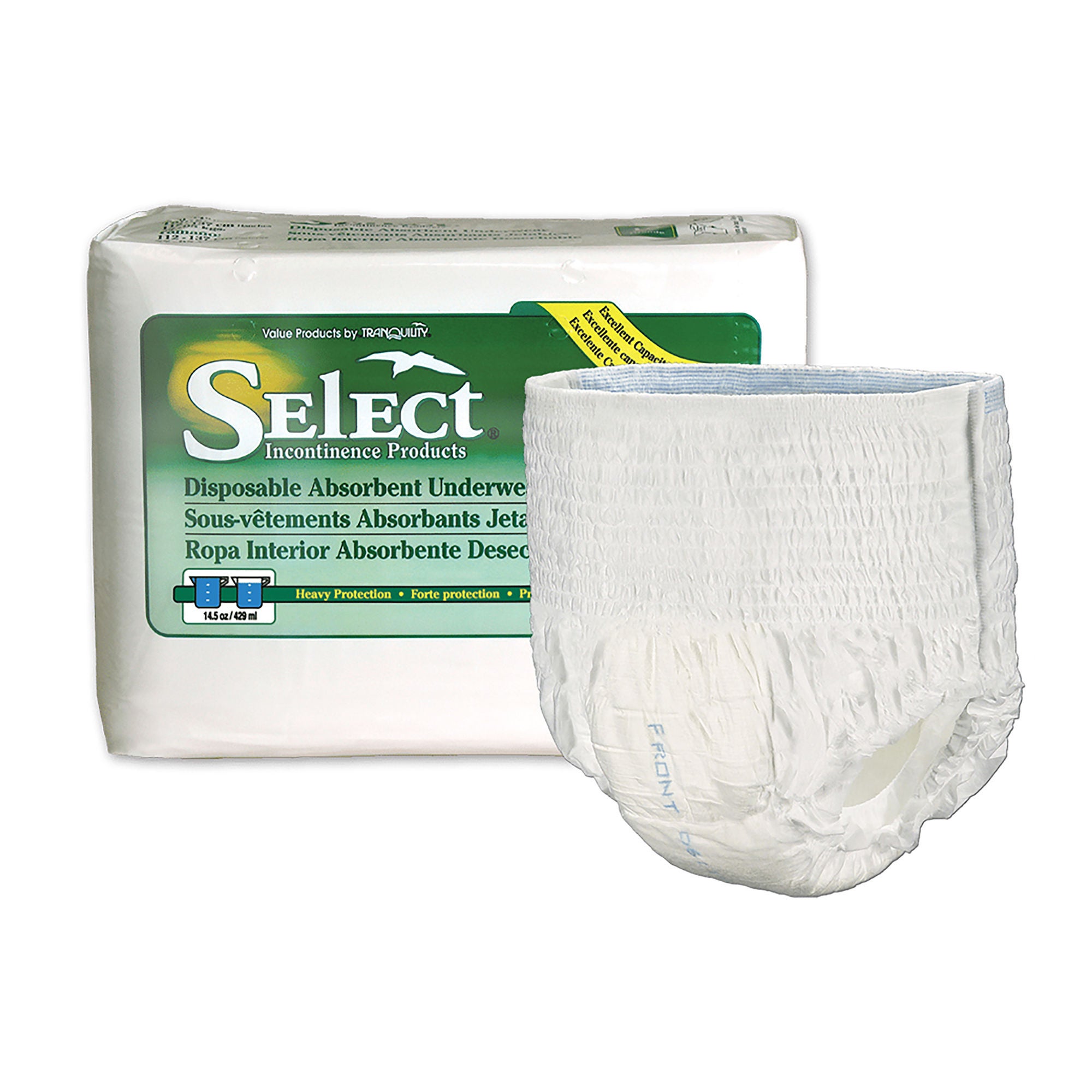 Principle Business Enterprises - 3606 Absorbent Underwear Select® Pull-On with Tear Away Seams Adult Large Unisex Disposable Heavy Absorbency