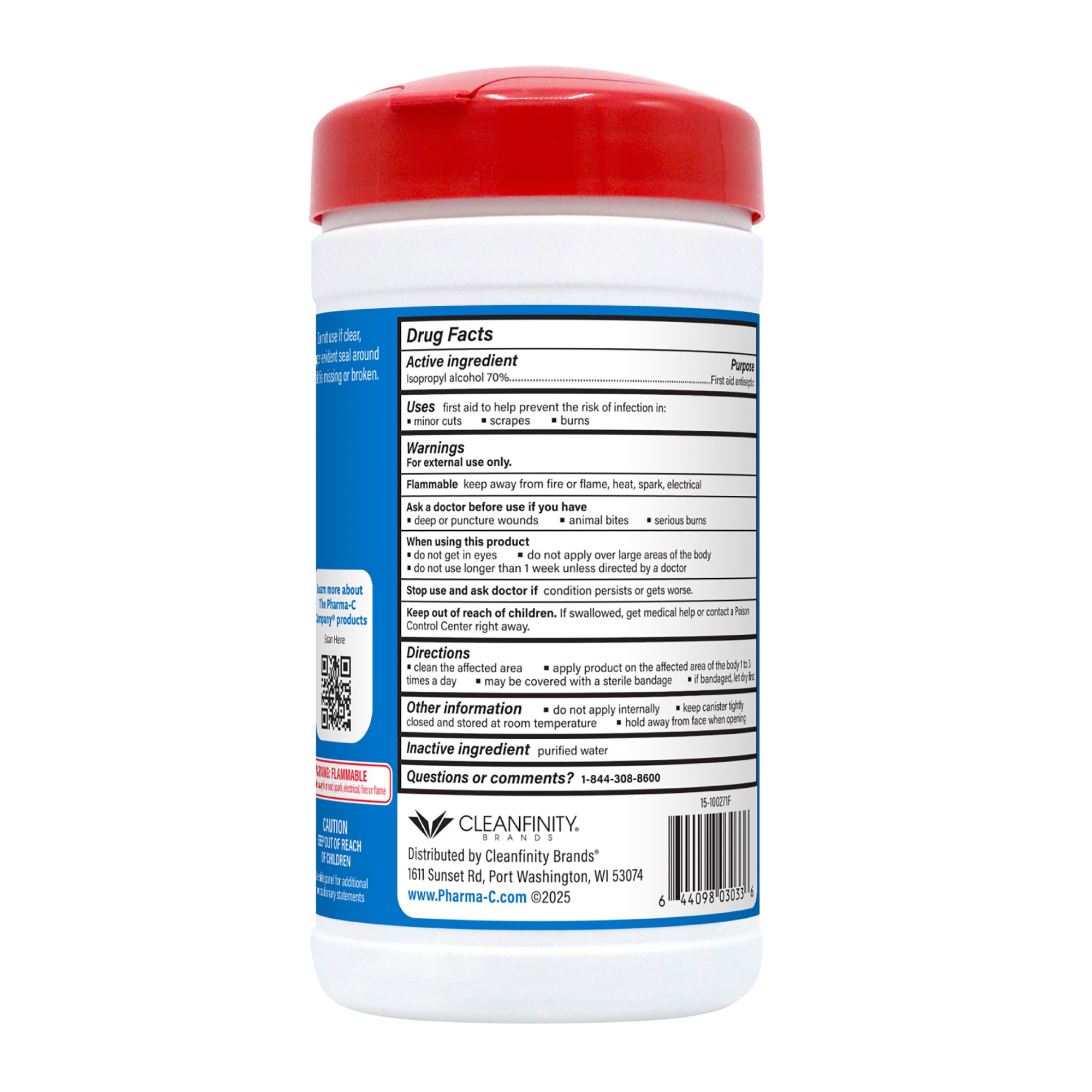 Kleen Test Products Corp - 63-200736K Pharma-C-Wipes® Isopropyl Alcohol Antiseptic Wipes