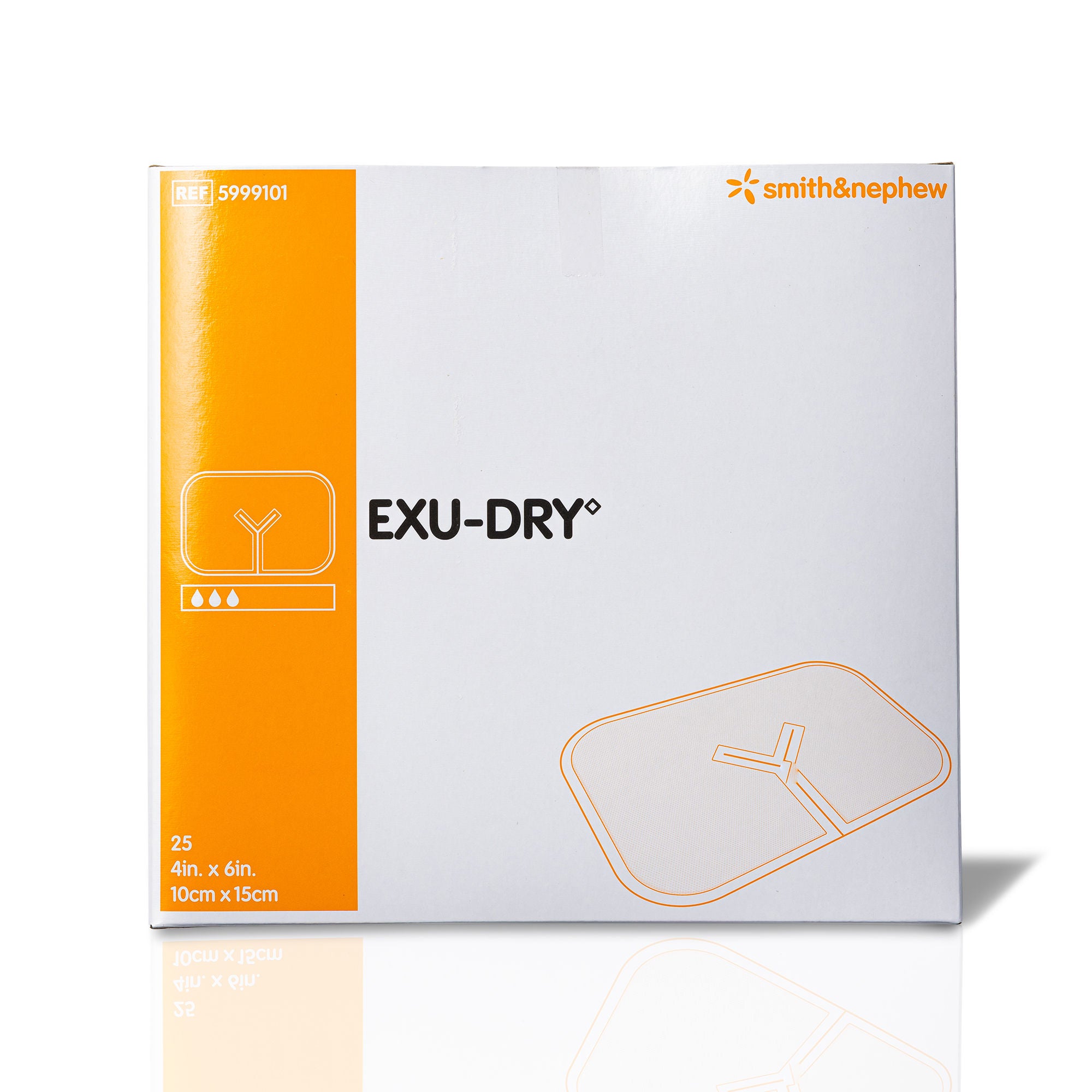 Smith & Nephew - 5999101 Super Absorbent Dressing EXU-DRY Anti-Shear Slit Tube 4 X 5 Inch Without Border Sterile