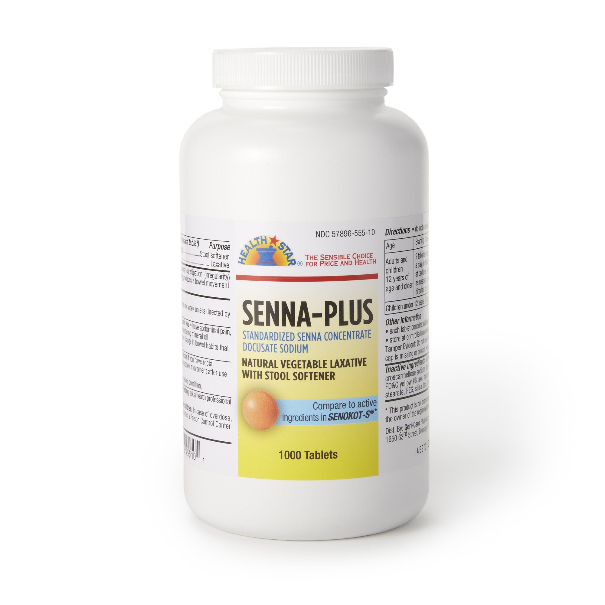 Geri-Care - 455-10-HST Geri-Care® Senna Plus Docusate Sodium / Sennosides Stool Softener