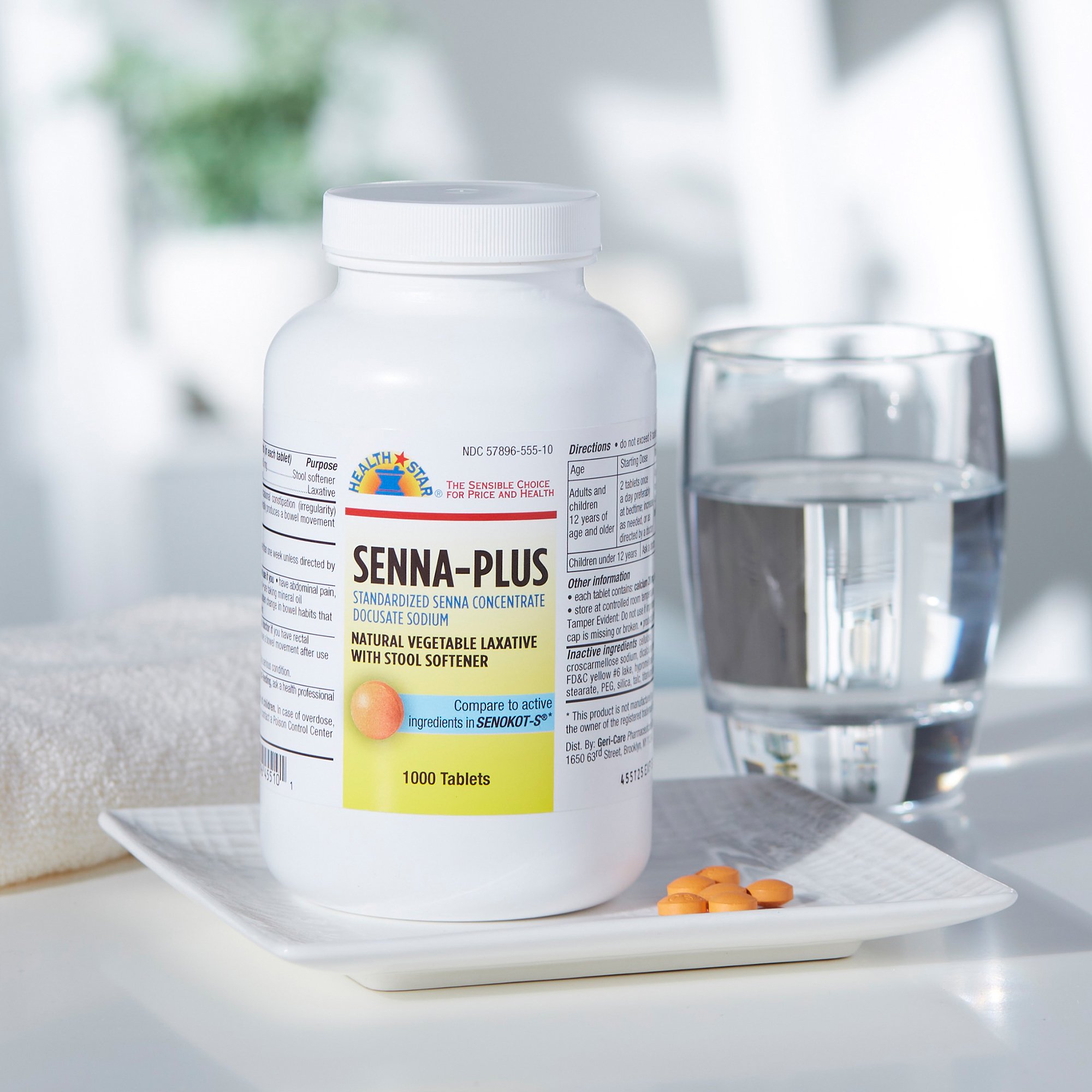 Geri-Care 455-10-HST - Geri-Care® Senna Plus Docusate Sodium / Sennosides Stool Softener - 1/Bottle, 12/Case