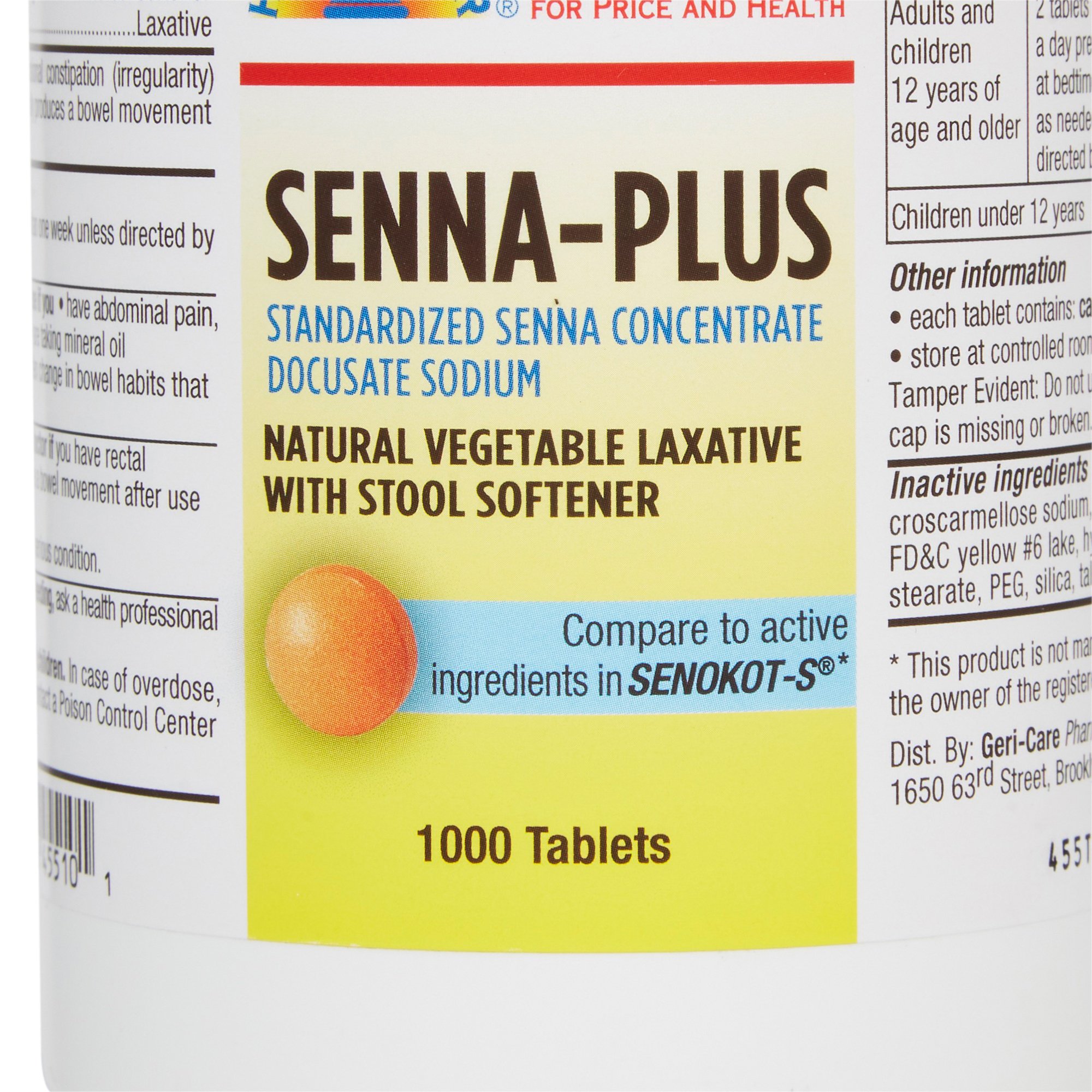 Geri-Care - 455-10-HST Geri-Care® Senna Plus Docusate Sodium / Sennosides Stool Softener