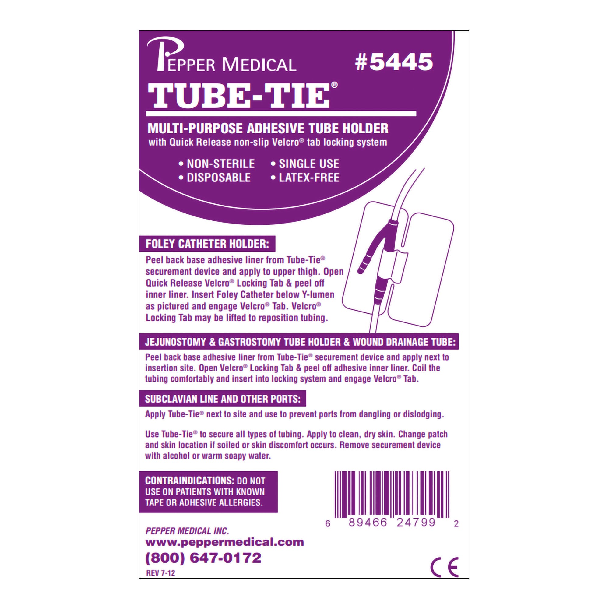 Pepper Medical - 5445 Tracheostomy Tube Holder Tube-Tie® For Foley Catheter Holder, Jejunostomy and Gastrostomy Tube Holder, and other tubes and ports