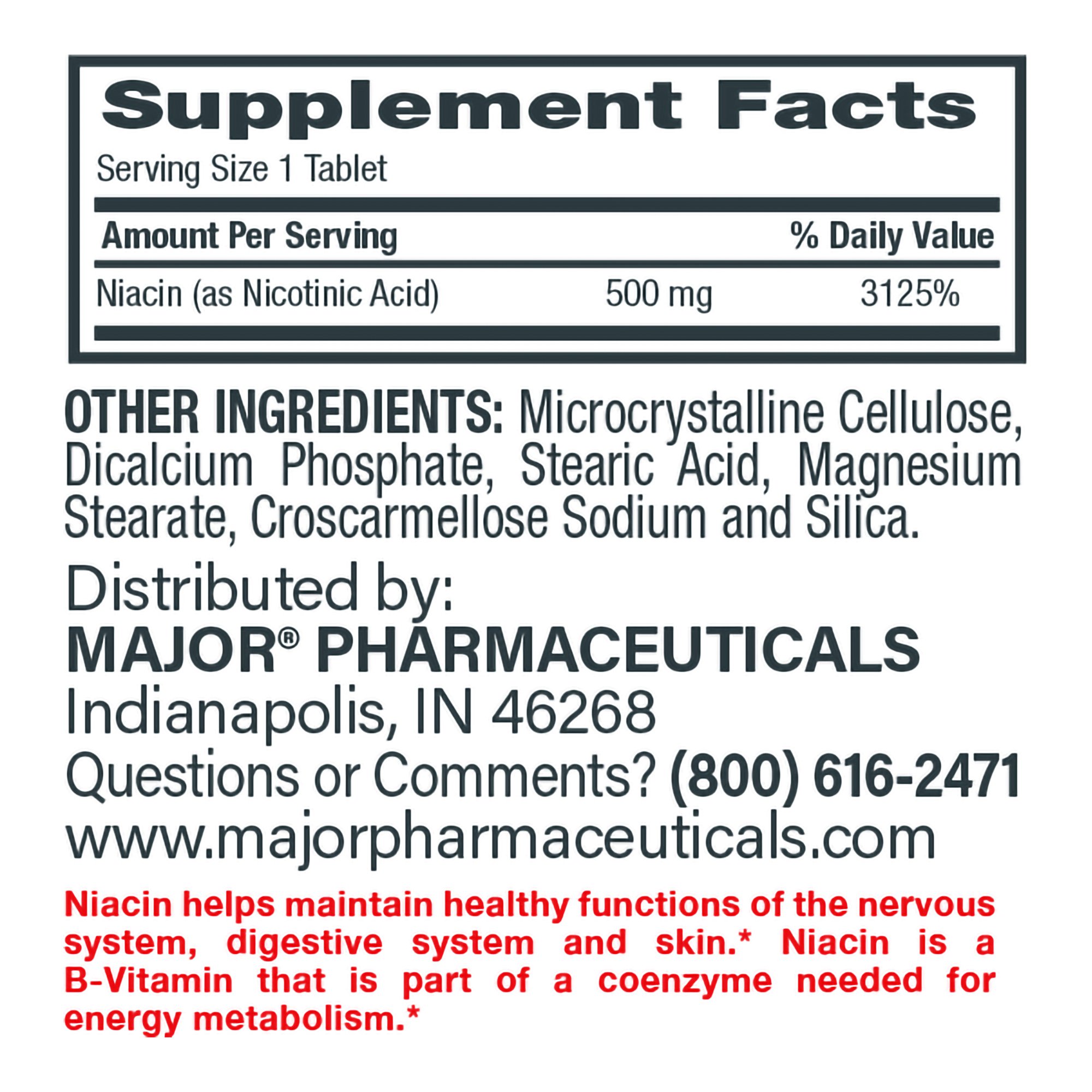 Major Pharmaceuticals - 00904227260 Major® Vitamin B-3 Dietary Supplement