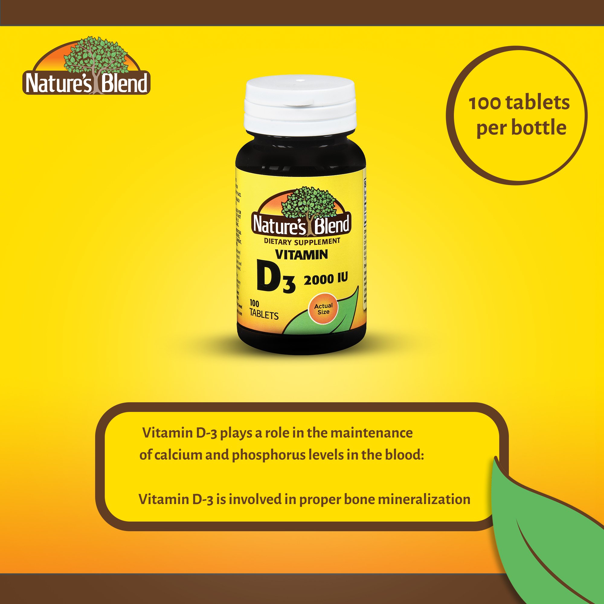 National Vitamin Company 54629041120 - Nature's Blend Vitamin D-3 Supplement - 1/Bottle