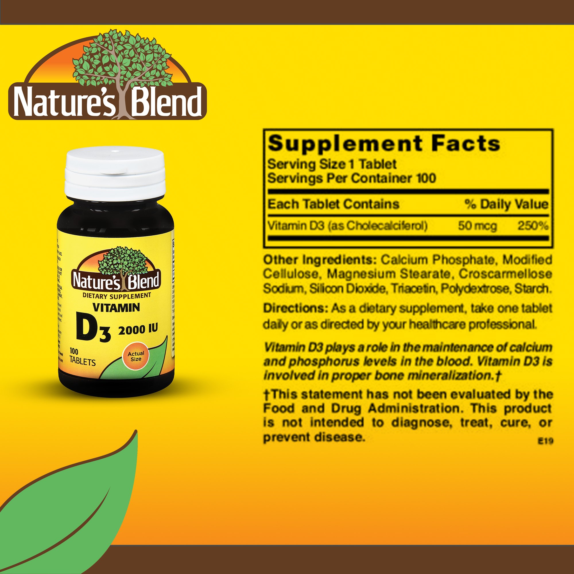National Vitamin Company 54629041120 - Nature's Blend Vitamin D-3 Supplement - 1/Bottle