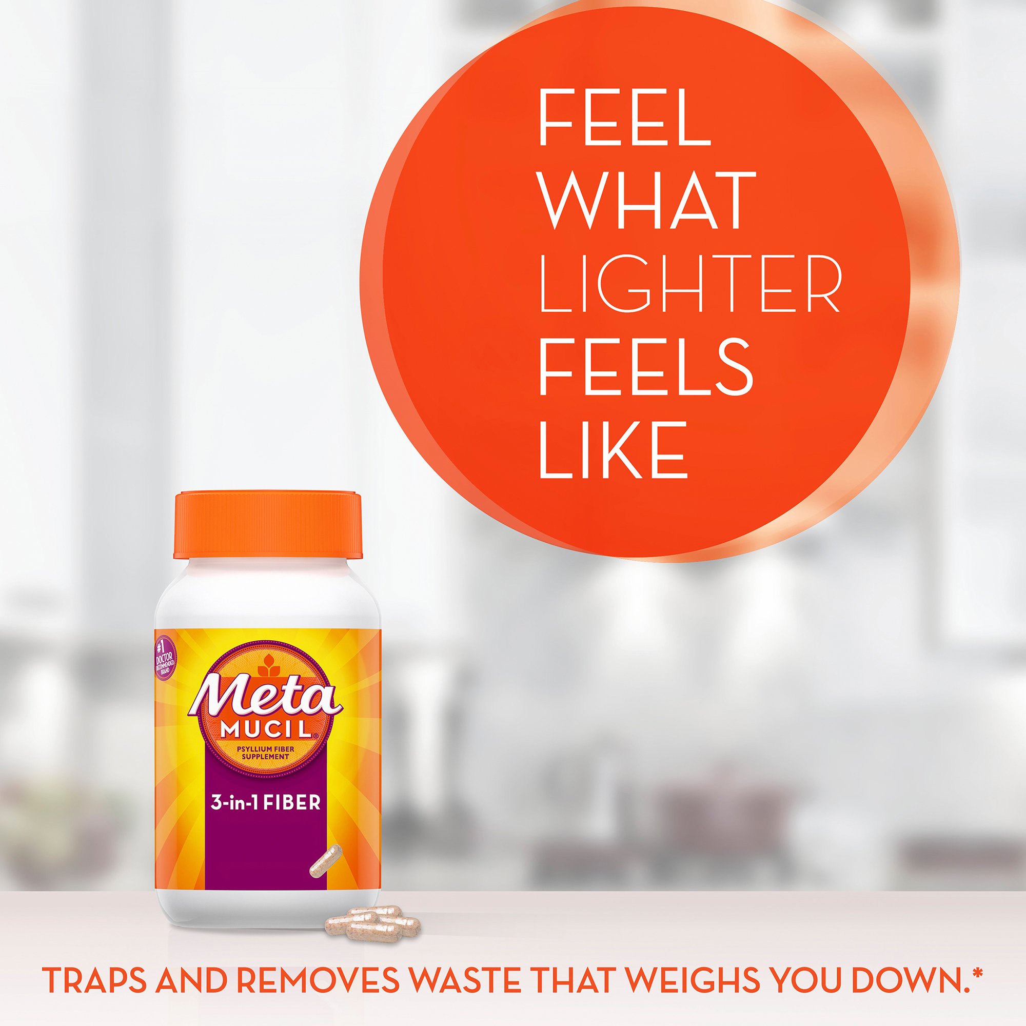 Procter & Gamble 37000040511 - Metamucil® 3-in-1 Fiber Capsules - 1/Bottle