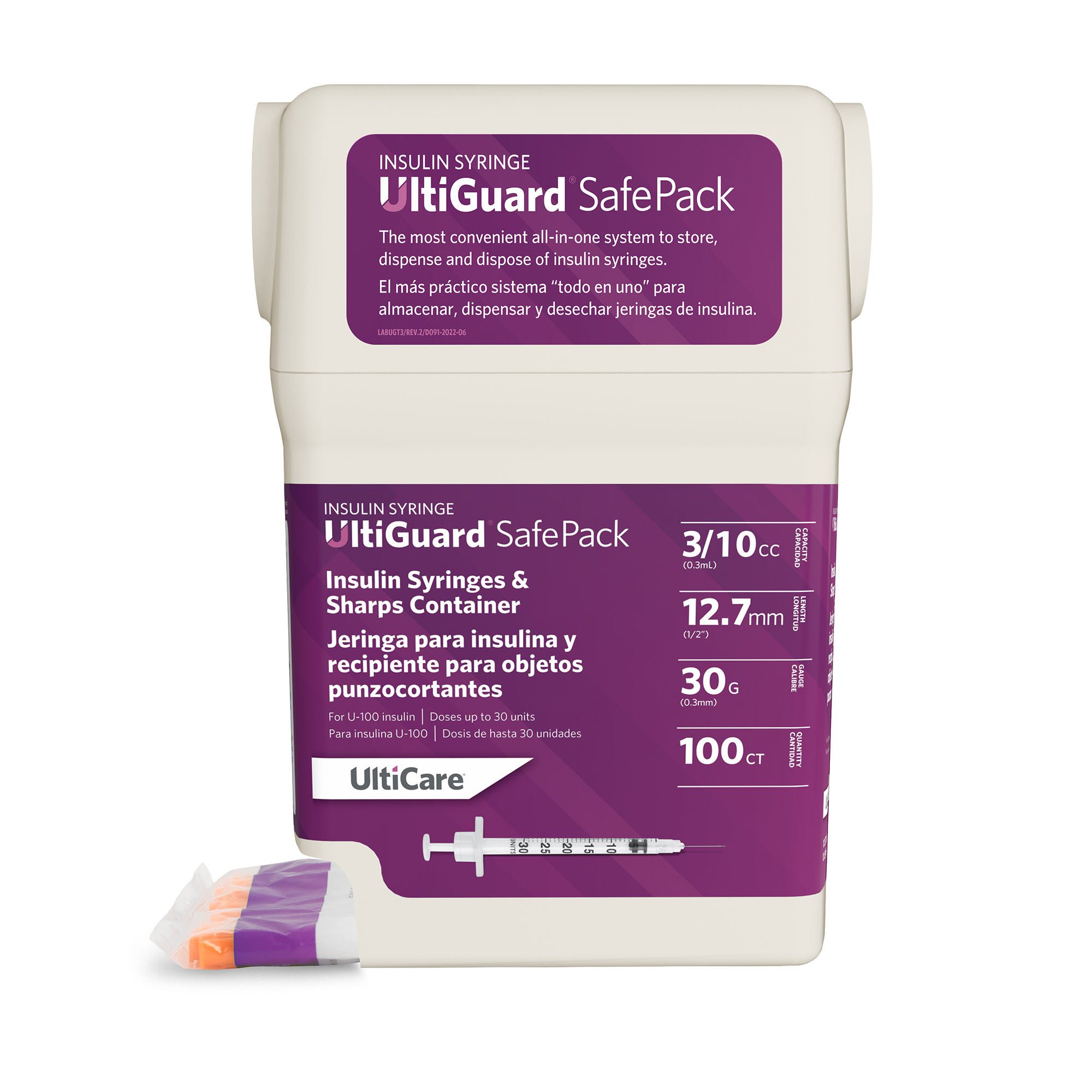 Ultimed - 07335 Standard Insulin Syringe with Needle UltiGuard® 0.3 mL 1/2 Inch 30 Gauge NonSafety Regular Wall