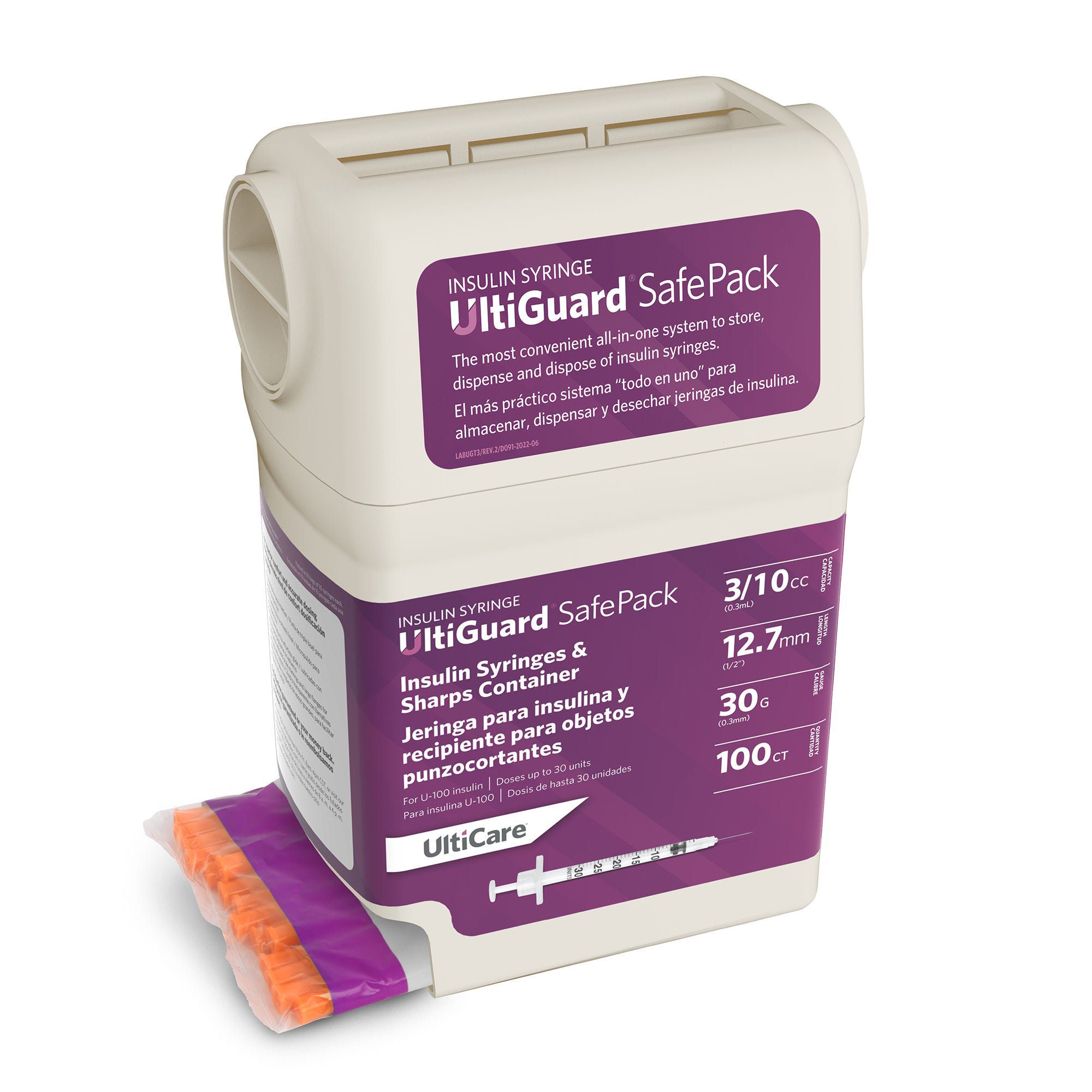 Ultimed - 07335 Standard Insulin Syringe with Needle UltiGuard® 0.3 mL 1/2 Inch 30 Gauge NonSafety Regular Wall