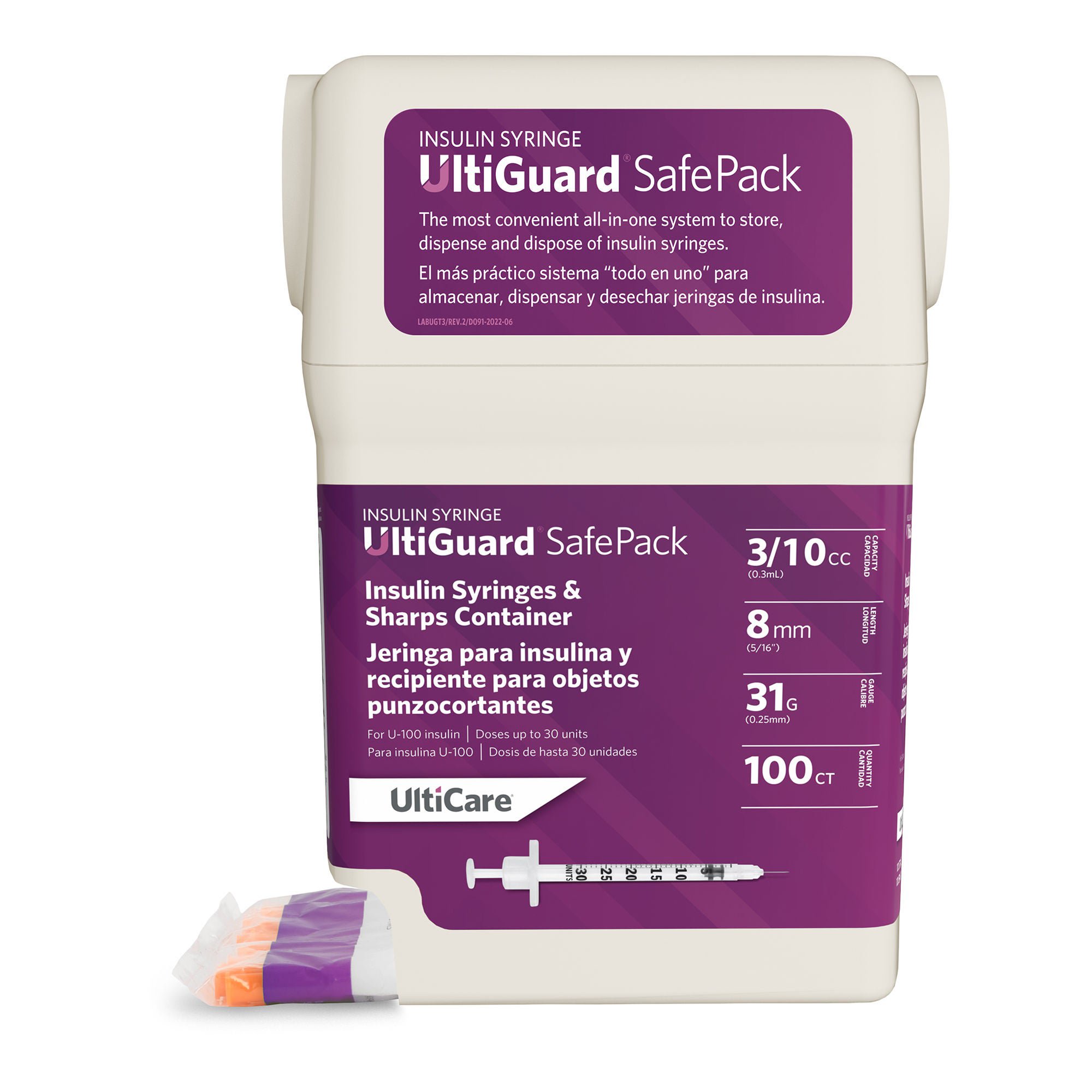 Ultimed - 07439 Standard Insulin Syringe with Needle UltiGuard® 0.3 mL 5/16 Inch 31 Gauge NonSafety Thin Wall
