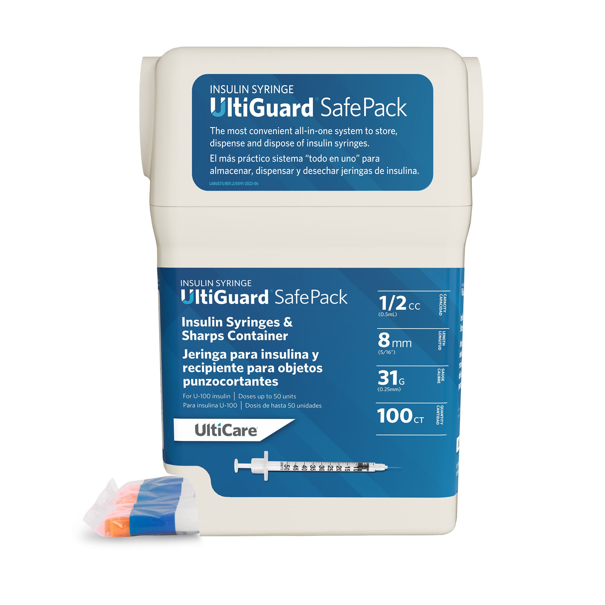 Ultimed - 07459 Standard Insulin Syringe with Needle UltiGuard® 0.5 mL 5/16 Inch 31 Gauge NonSafety Thin Wall