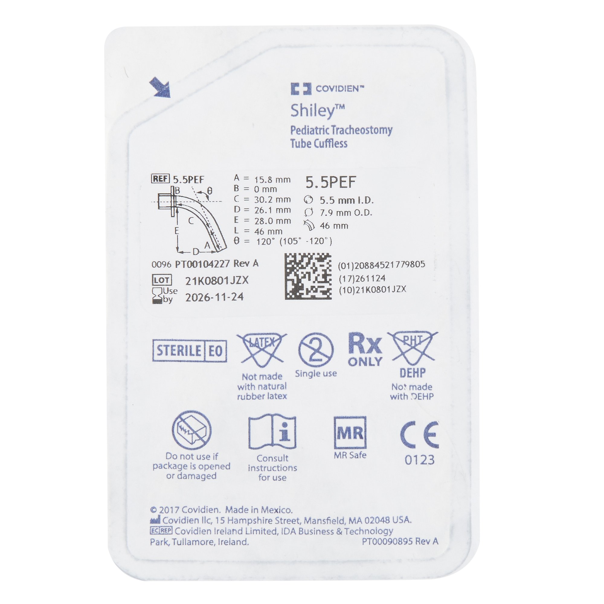 Medtronic MITG - 5.5PEF Uncuffed Tracheostomy Tube Shiley™ Size 5.5 Pediatric