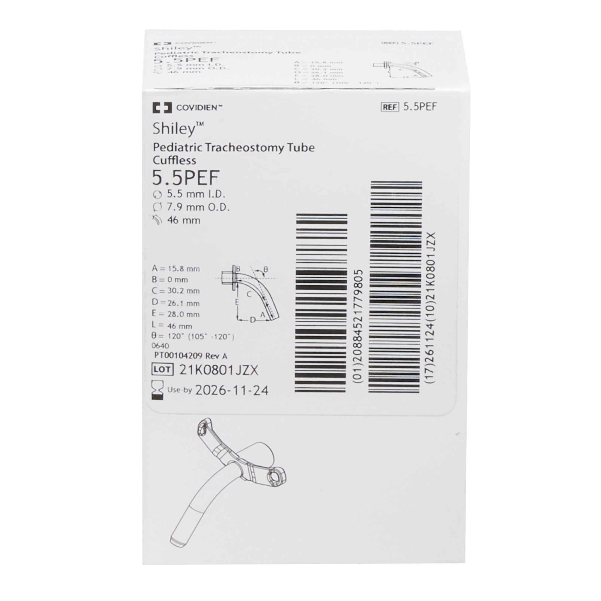 Medtronic MITG - 5.5PEF Uncuffed Tracheostomy Tube Shiley™ Size 5.5 Pediatric