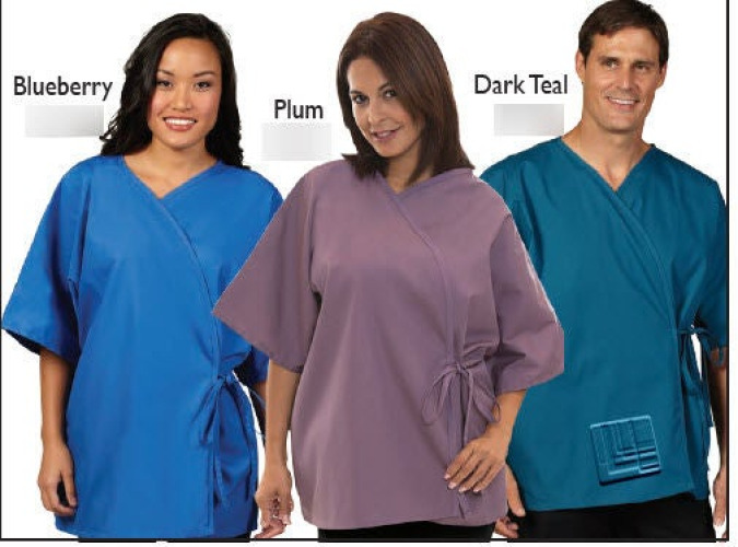 Fashion Seal Uniforms - 639-NS Exam Jacket Blueberry One Size Fits Most Front Opening Waist Tie Closure Unisex Reusable