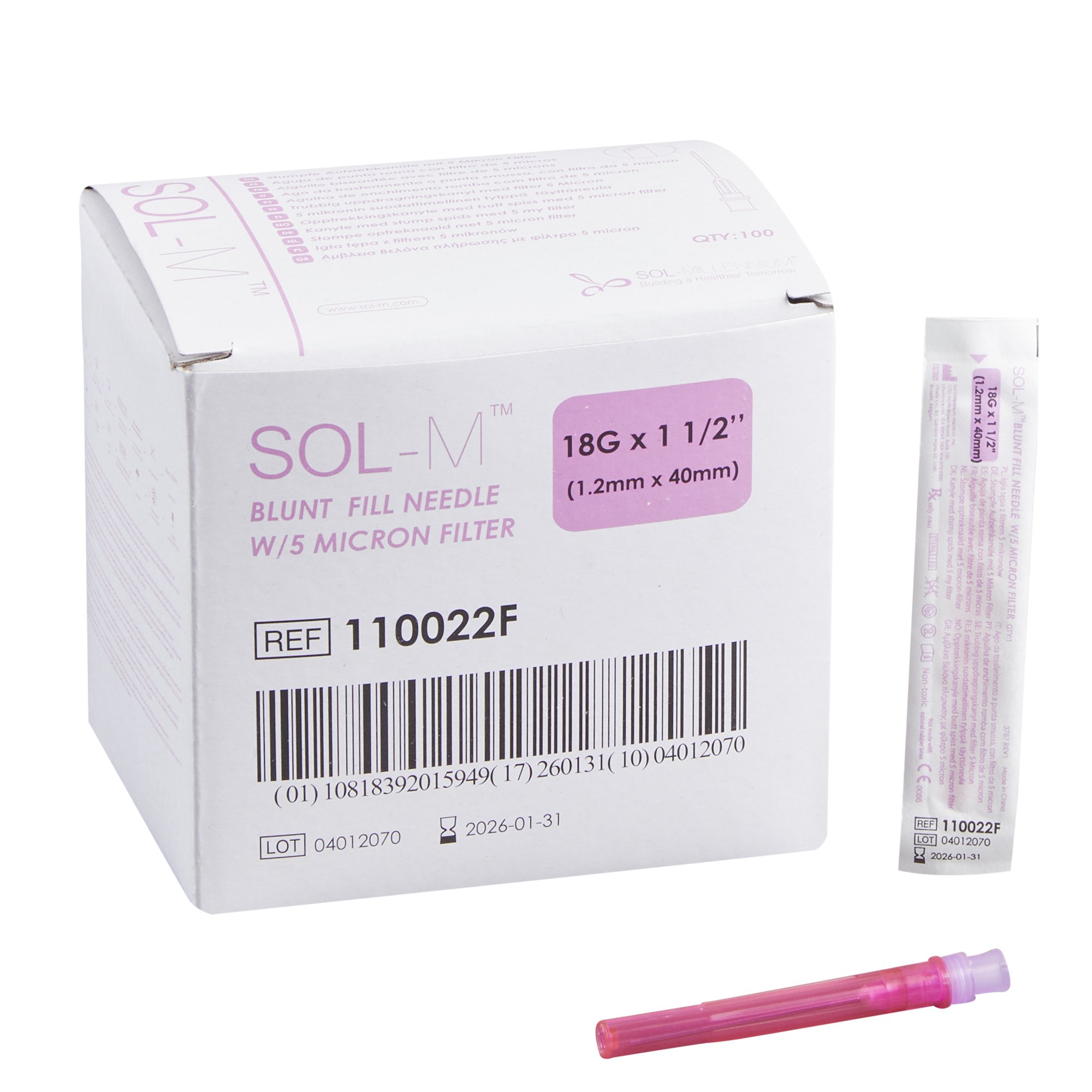 SOL-M Blunt Fill Needle 110022F by Sol-Millennium Medical