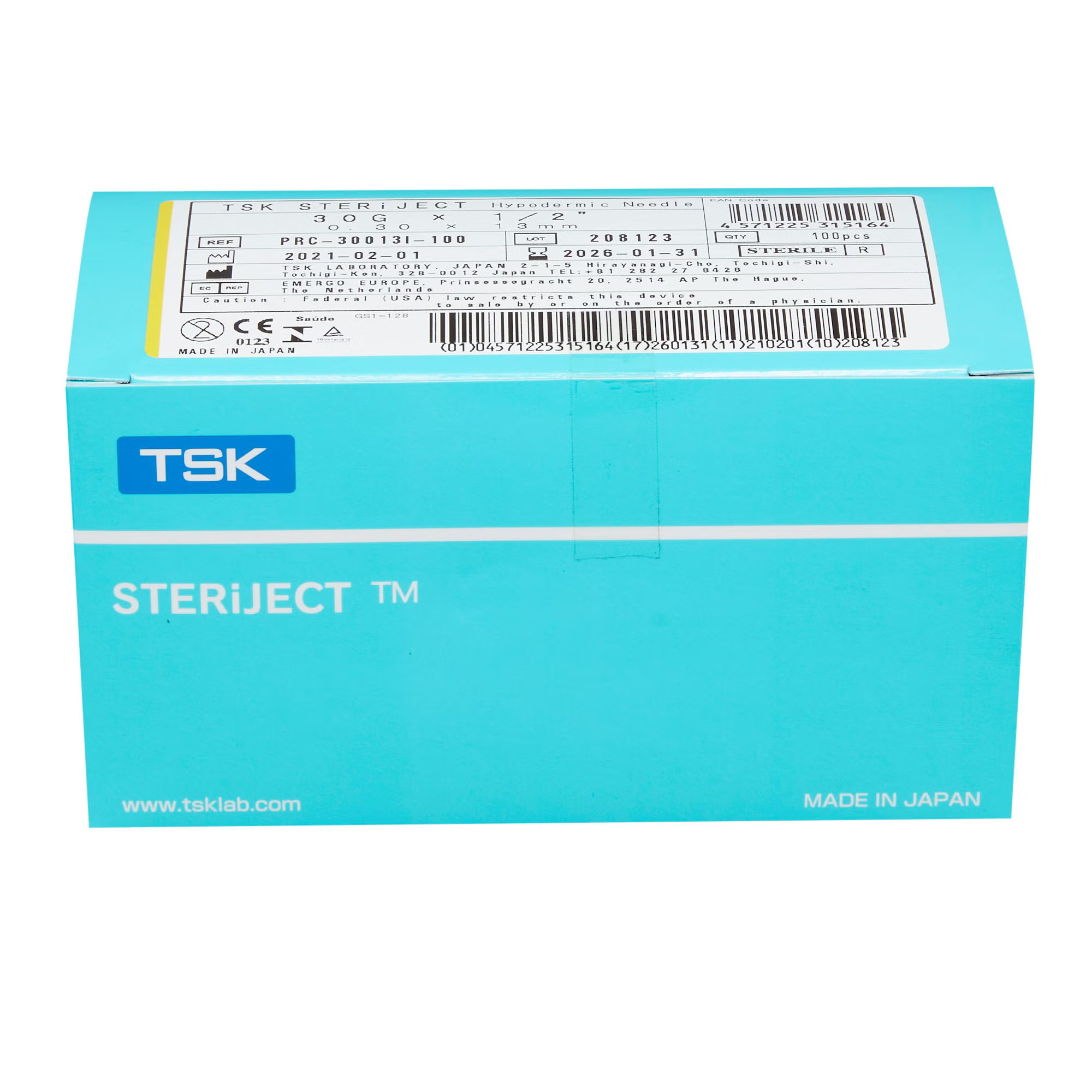 AirTite Products - TSK3013U Hypodermic Needle TSK SteriJect® 1/2 Inch Length 30 Gauge Ultra Thin Wall Without Safety