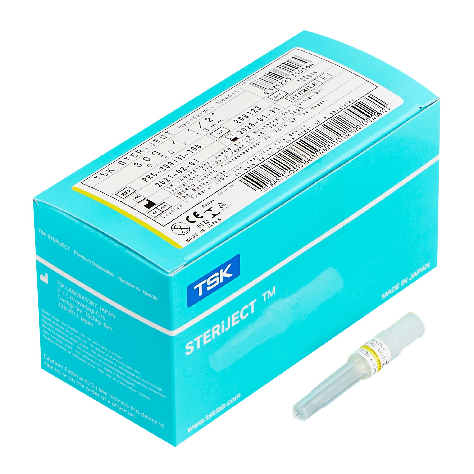 AirTite Products - TSK3013U Hypodermic Needle TSK SteriJect® 1/2 Inch Length 30 Gauge Ultra Thin Wall Without Safety
