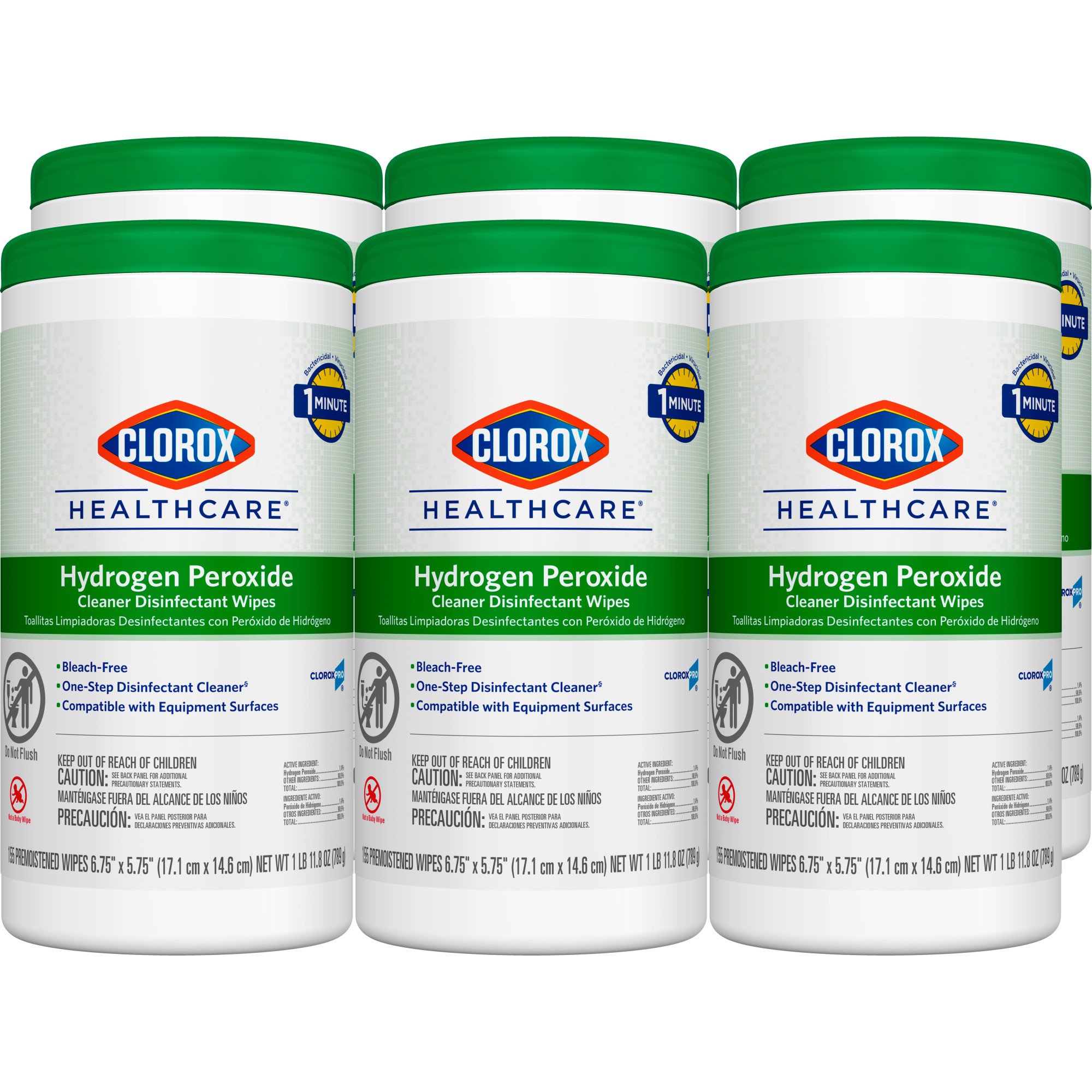 The Clorox Company - 30825 Clorox Healthcare® Hydrogen Peroxide Cleaner Disinfectant Wipes 6.75 x 5.75 Inch