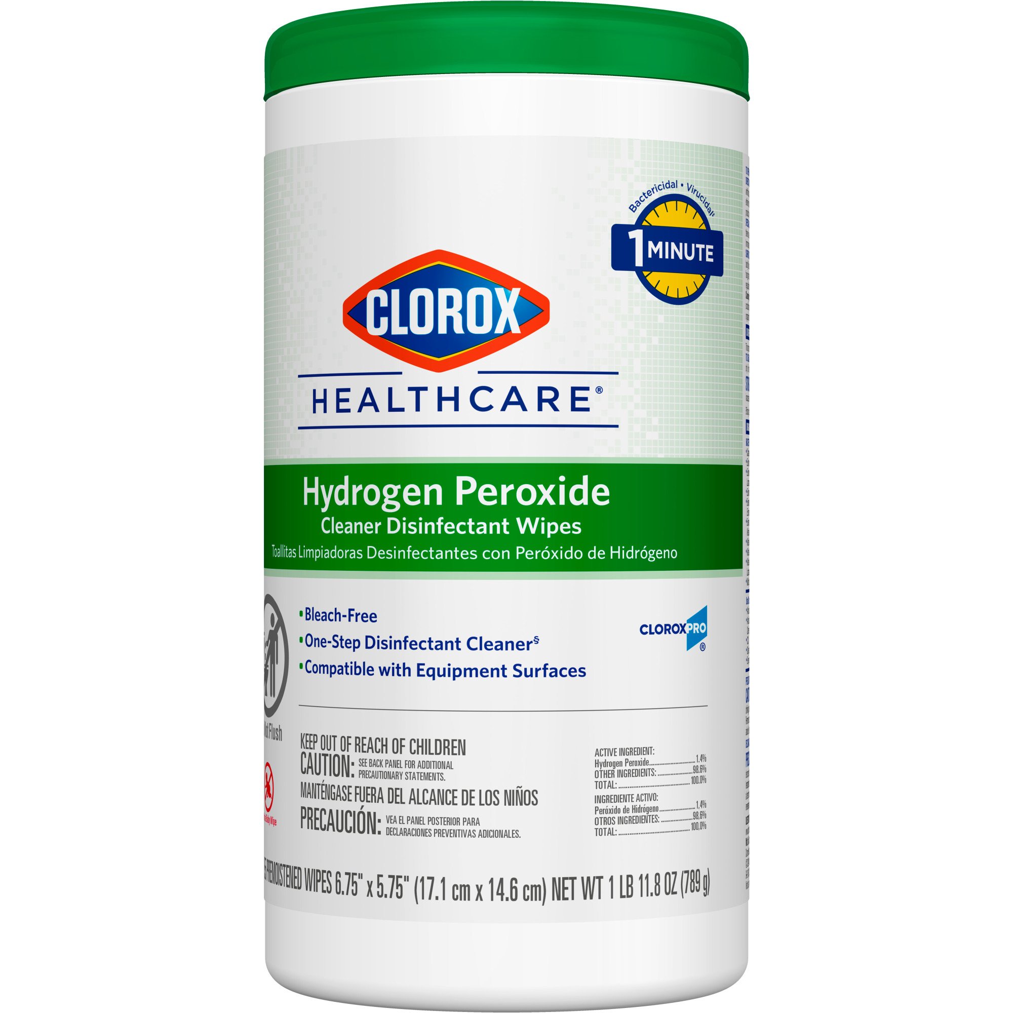 The Clorox Company - 30825 Clorox Healthcare® Hydrogen Peroxide Cleaner Disinfectant Wipes 6.75 x 5.75 Inch