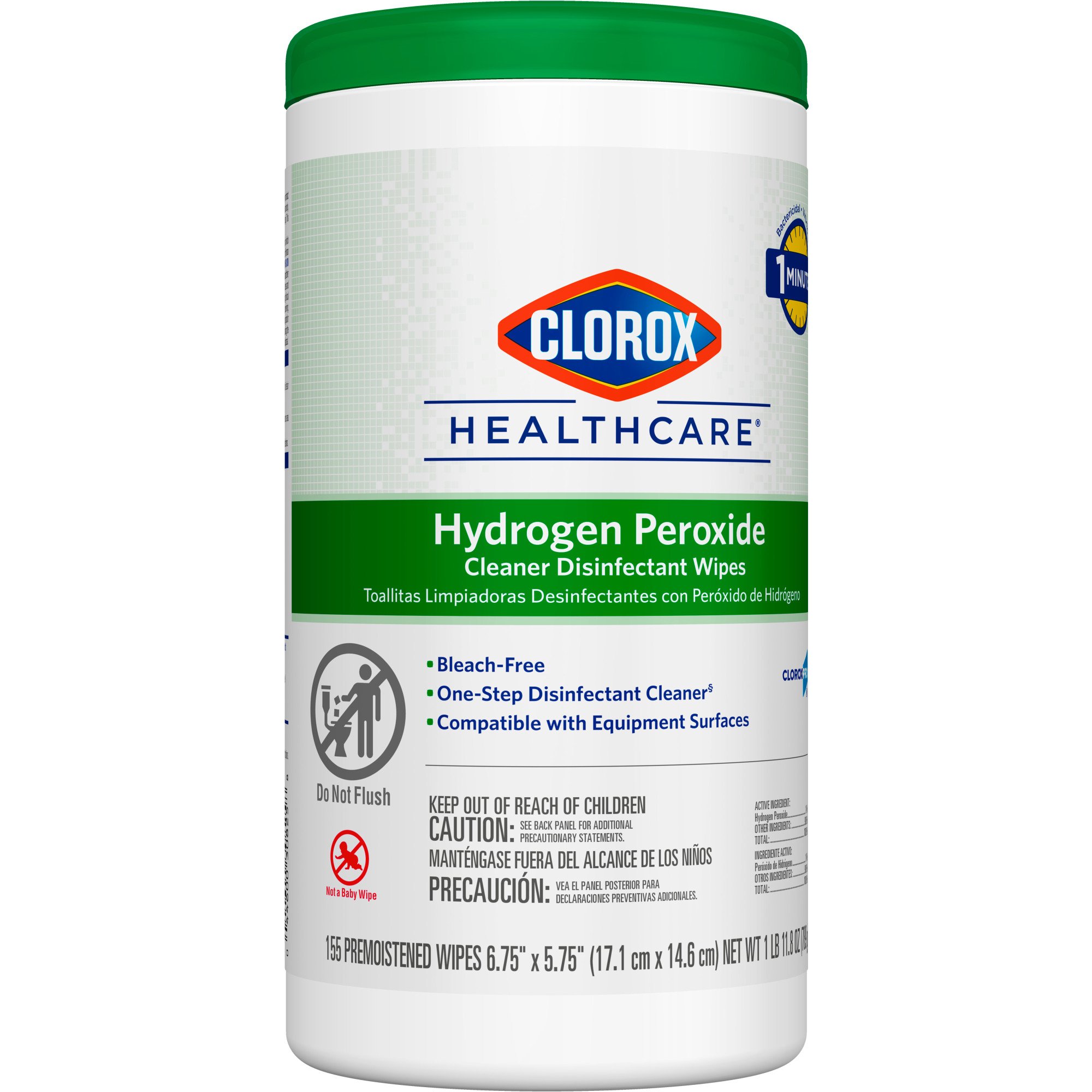 The Clorox Company - 30825 Clorox Healthcare® Hydrogen Peroxide Cleaner Disinfectant Wipes 6.75 x 5.75 Inch