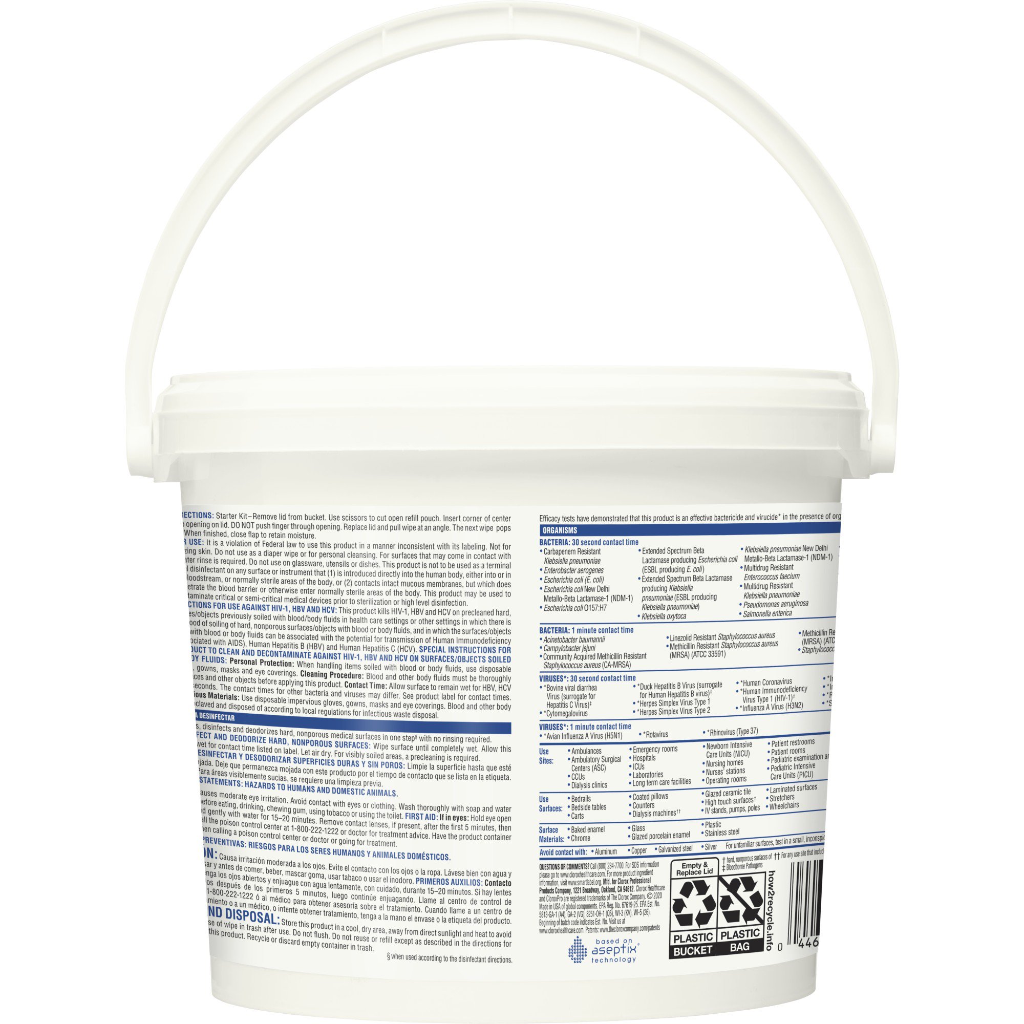 The Clorox Company 30826 - Clorox Healthcare® Hydrogen Peroxide Cleaner Disinfectant Wipes, Bucket, 185 ct. - 1/Carton, 2/Case