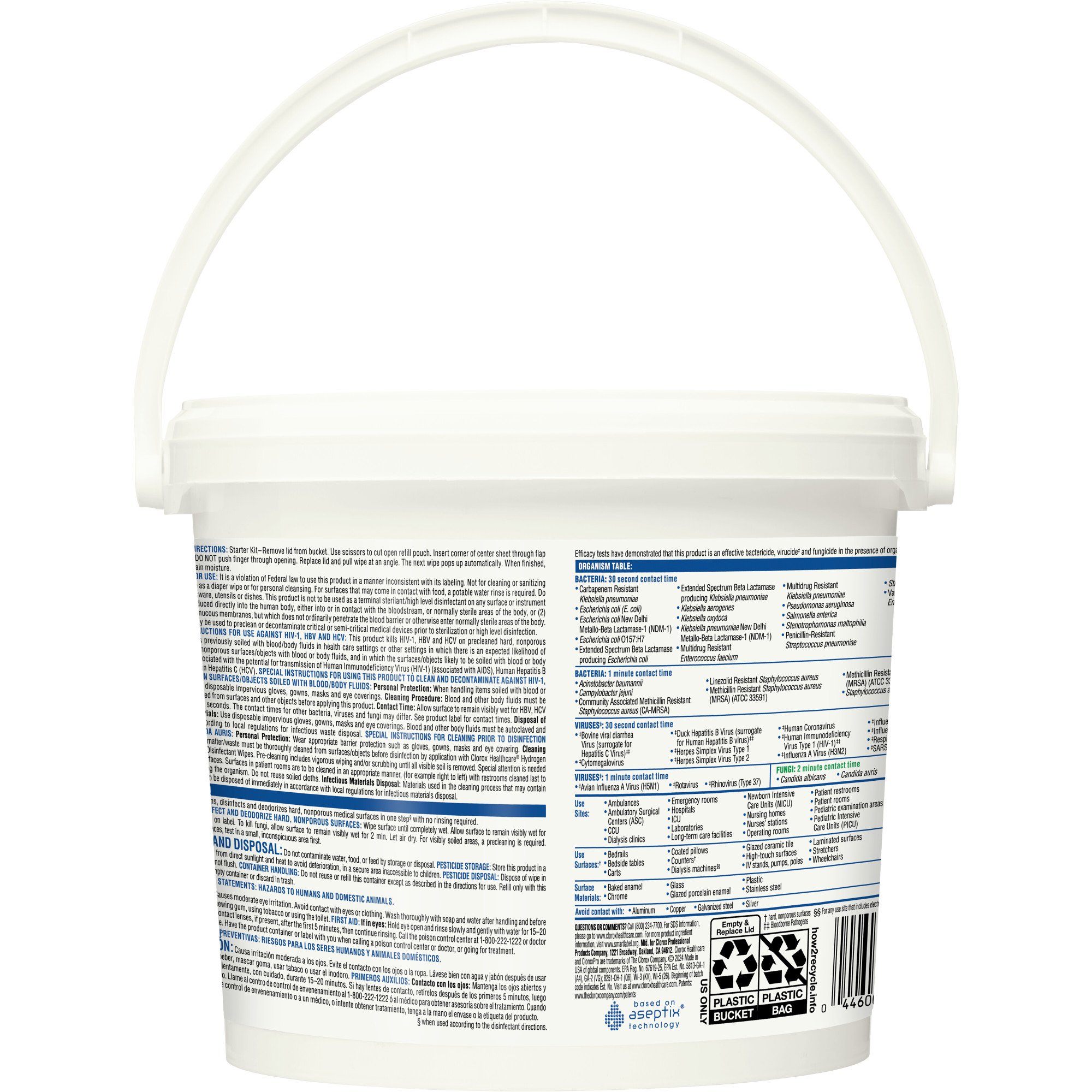 The Clorox Company 30826 - Clorox Healthcare® Hydrogen Peroxide Cleaner Disinfectant Wipes, Bucket, 185 ct. - 1/Carton, 2/Case