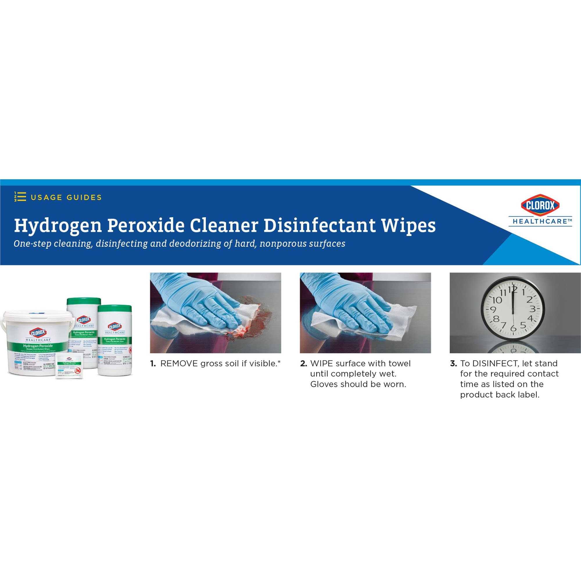 The Clorox Company 30826 - Clorox Healthcare® Hydrogen Peroxide Cleaner Disinfectant Wipes, Bucket, 185 ct. - 1/Carton, 2/Case