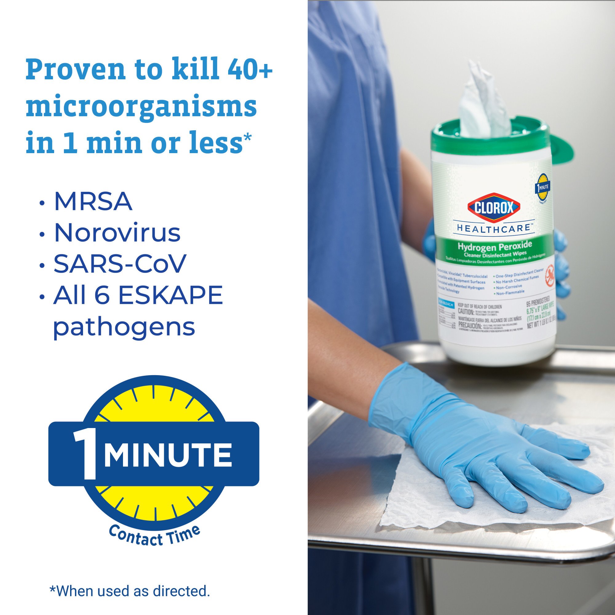 The Clorox Company 30826 - Clorox Healthcare® Hydrogen Peroxide Cleaner Disinfectant Wipes, Bucket, 185 ct. - 1/Carton, 2/Case