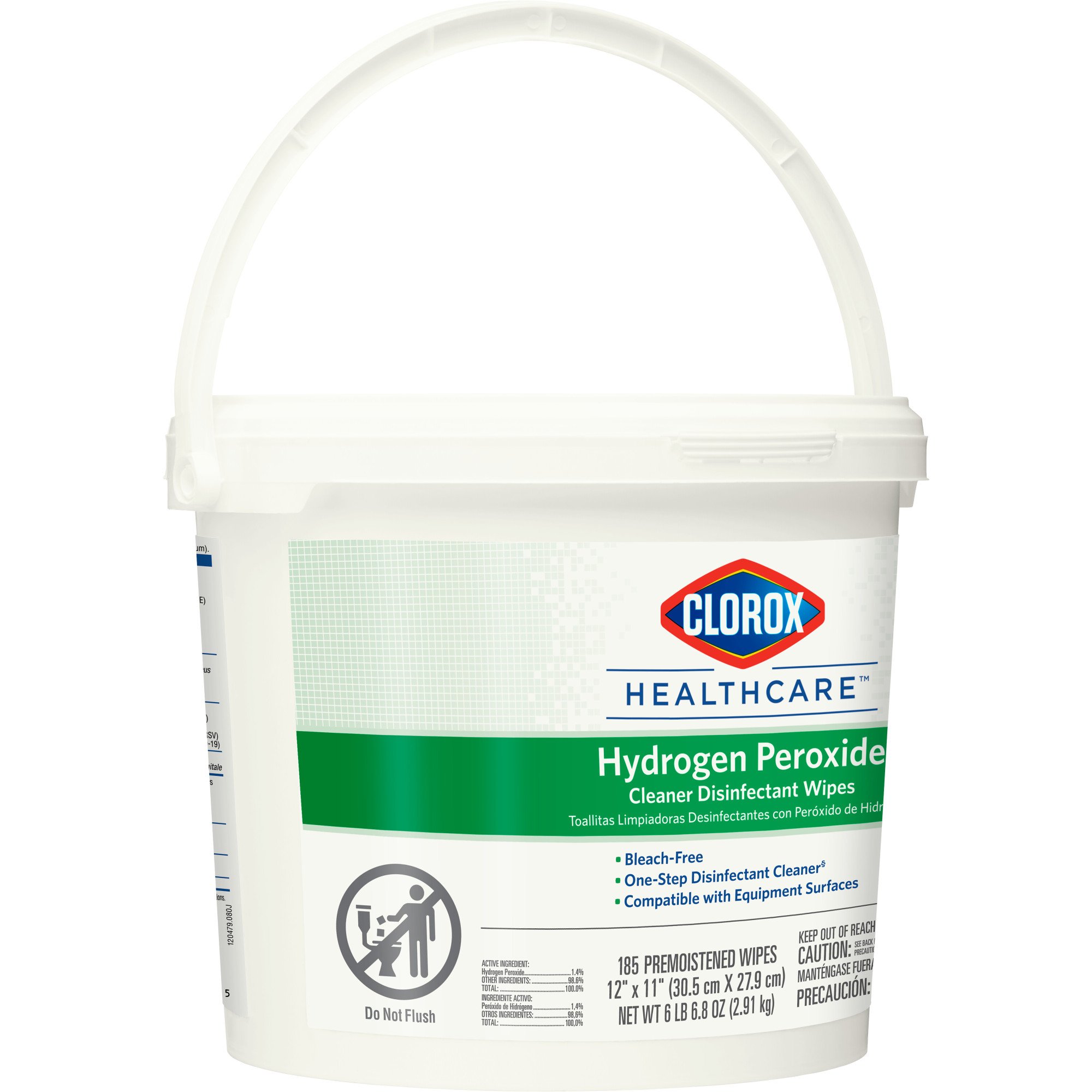 The Clorox Company 30826 - Clorox Healthcare® Hydrogen Peroxide Cleaner Disinfectant Wipes, Bucket, 185 ct. - 1/Carton, 2/Case