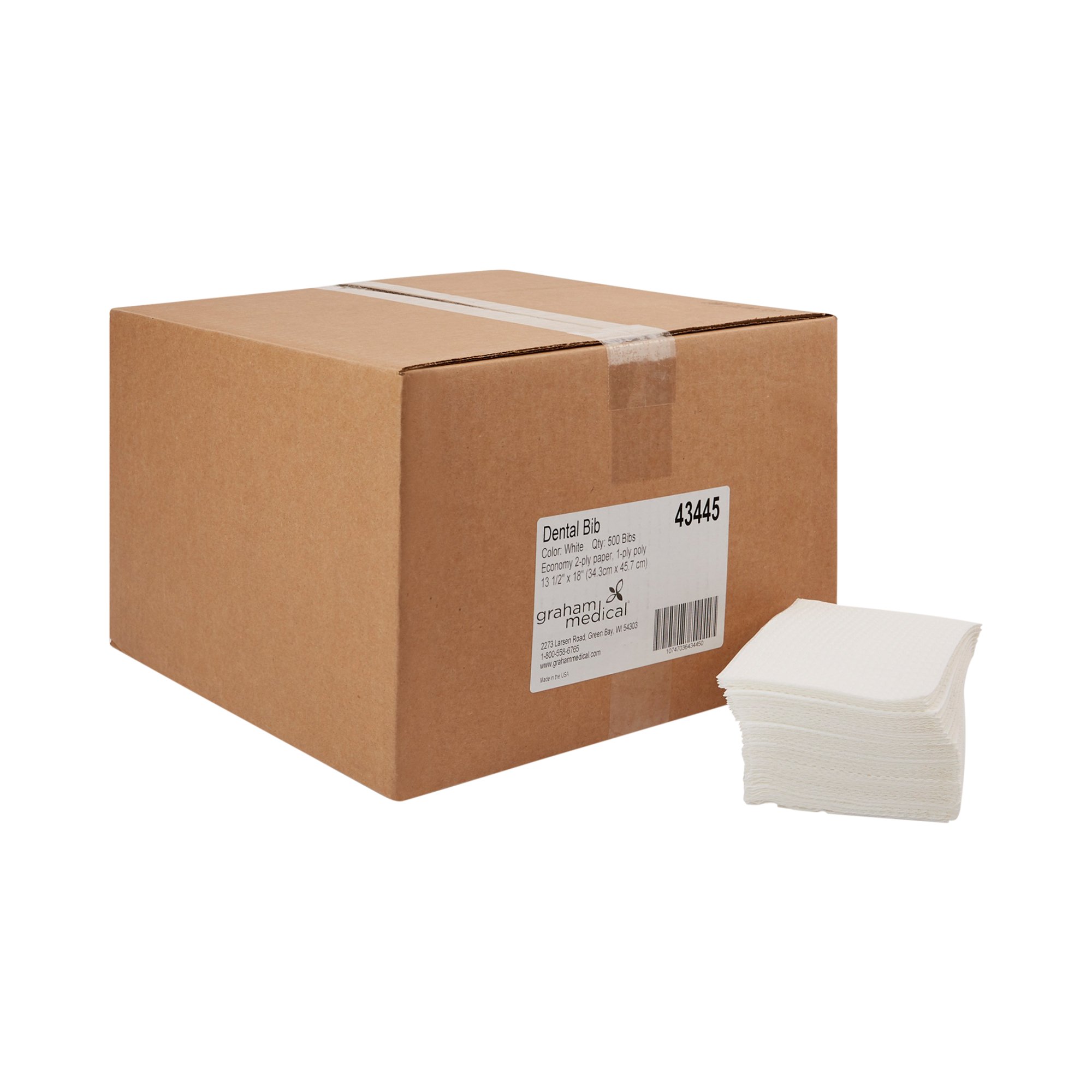 Graham Medical Products - 43445 Graham Medical White Dental Bib