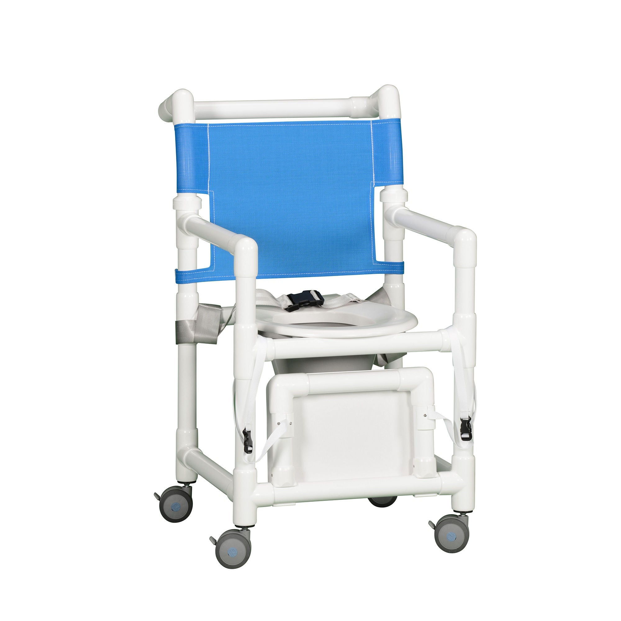 IPU - ESC-37 P Commode / Shower Chair ipu® Fixed Arms PVC Frame Mesh Backrest 21 Inch Seat Width 300 lbs. Weight Capacity