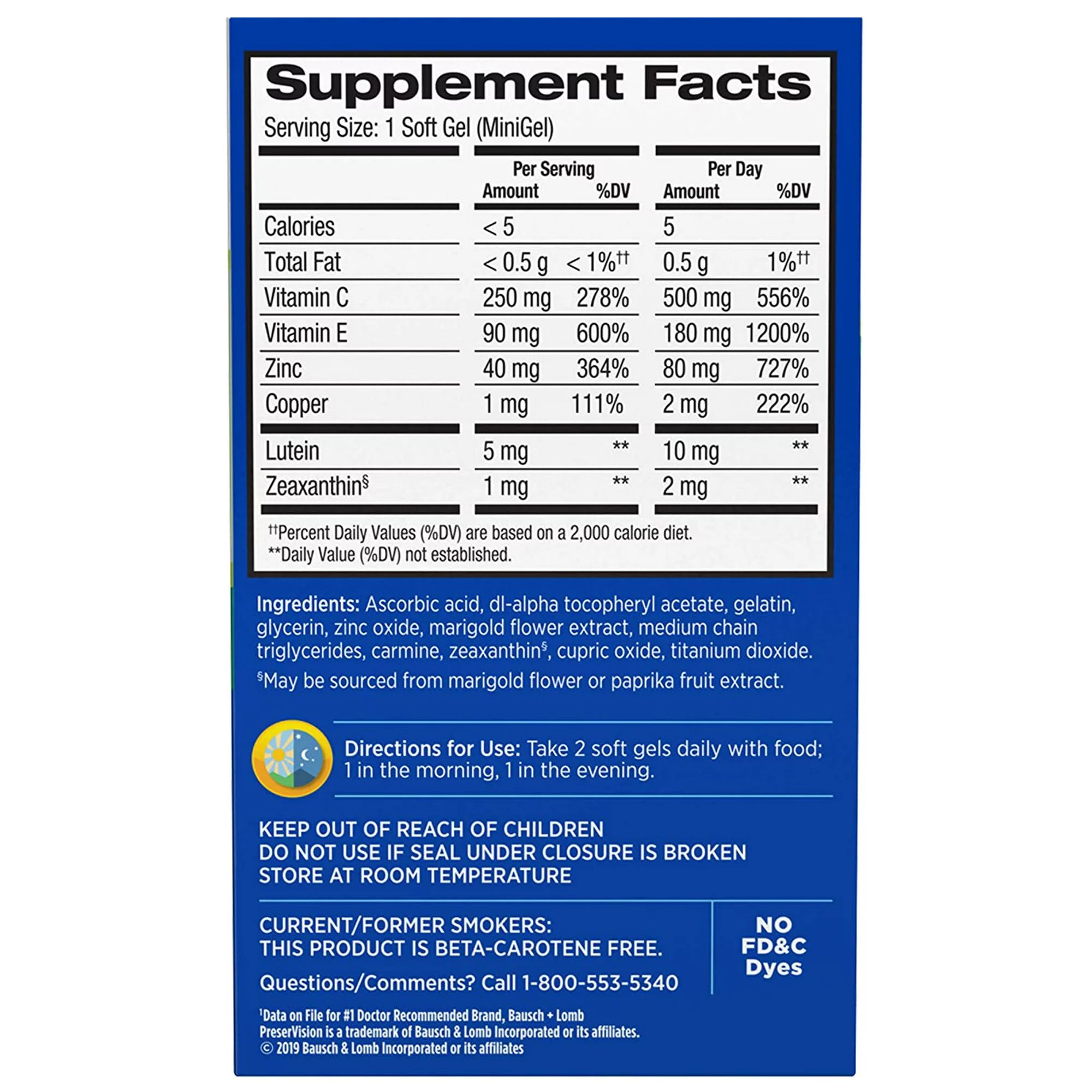 Bausch & Lomb - 24208069762 PreserVision® Areds 2 Ascorbic Acid / Vitamin E Eye Supplement