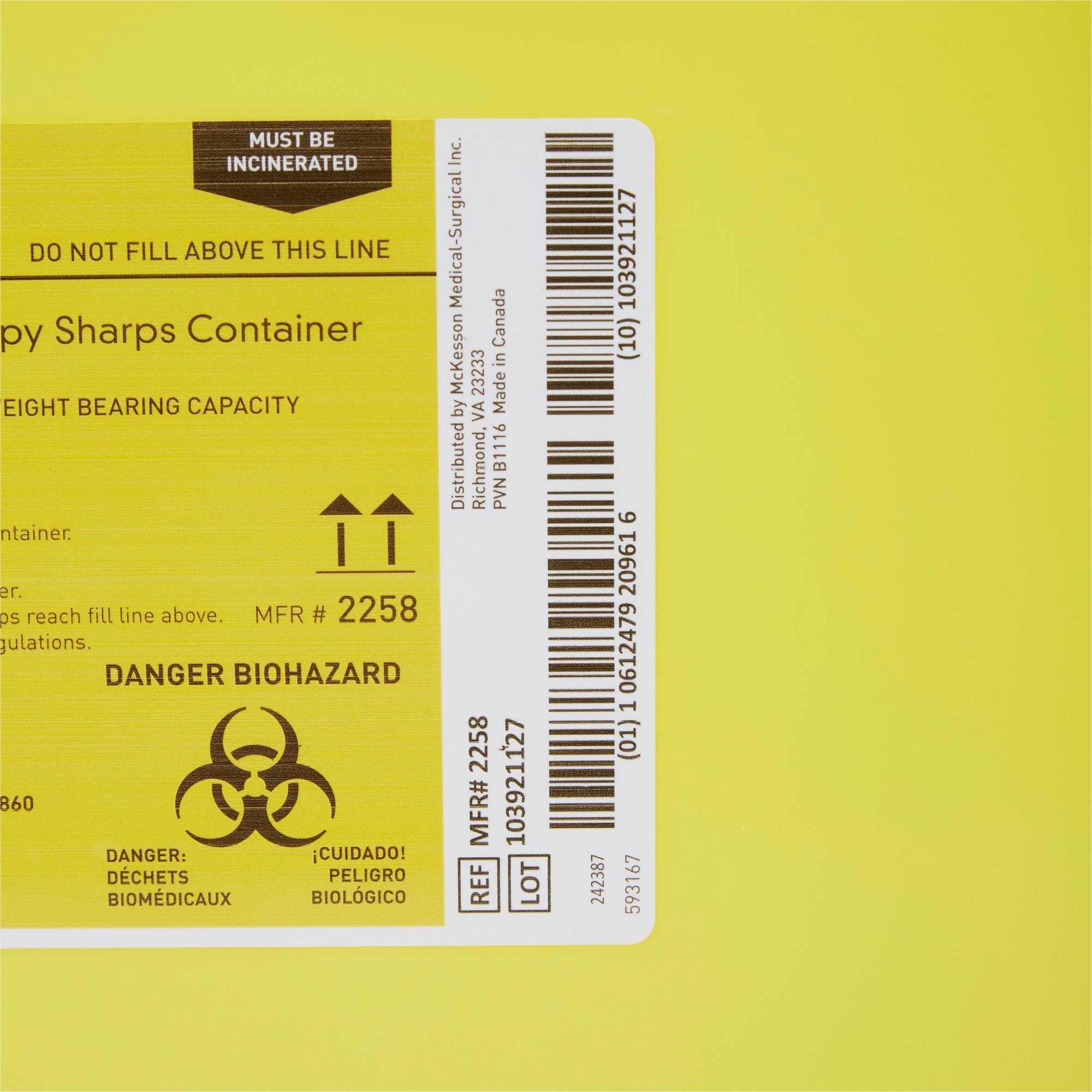 McKesson Brand 2258 - McKesson Prevent® Sharps Container, 8 Gallon, 13-1/2 x 17-3/10 x 13 Inch - 1/Each, 9/Case