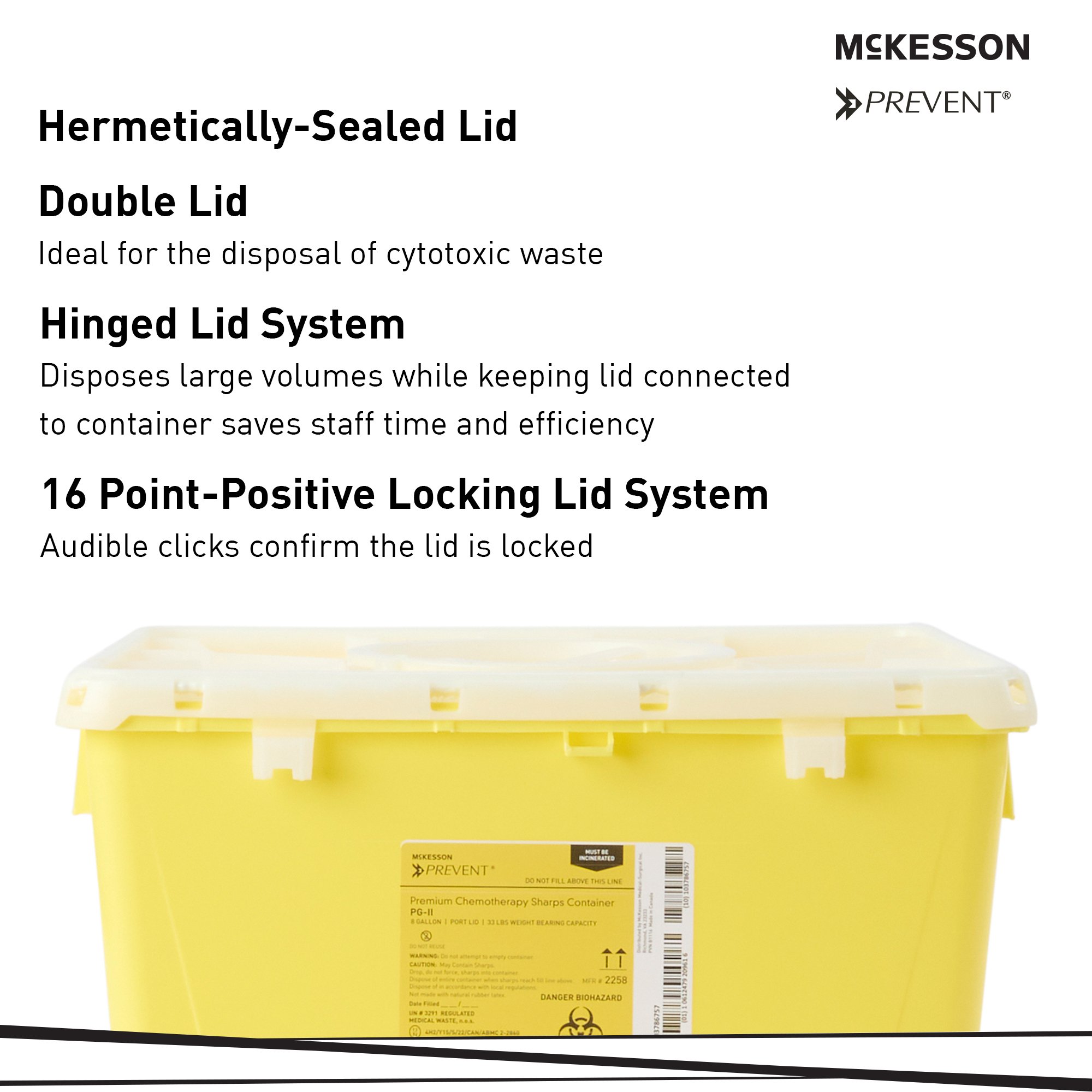 McKesson Brand 2258 - McKesson Prevent® Sharps Container, 8 Gallon, 13-1/2 x 17-3/10 x 13 Inch - 1/Each, 9/Case