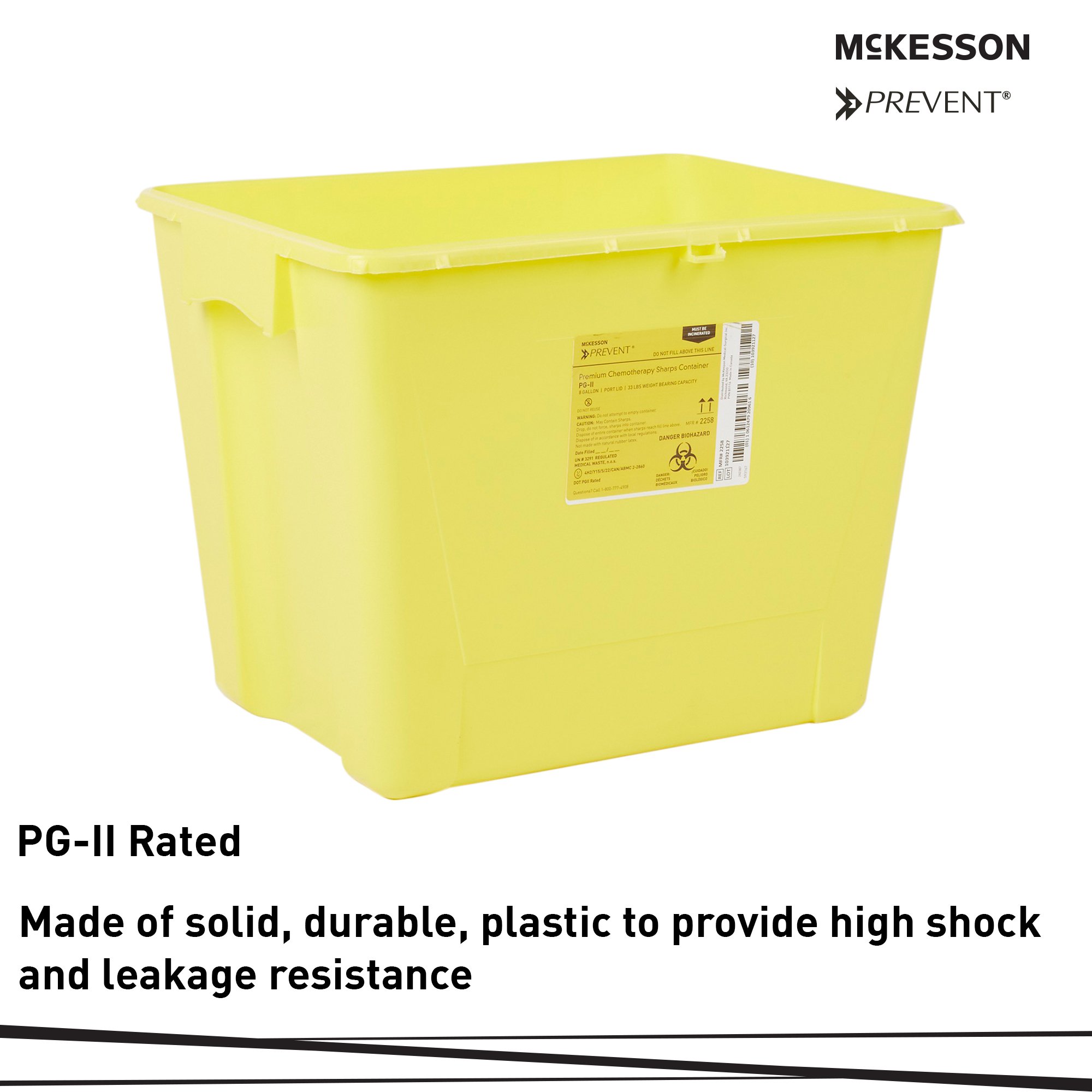 McKesson Brand 2258 - McKesson Prevent® Sharps Container, 8 Gallon, 13-1/2 x 17-3/10 x 13 Inch - 1/Each, 9/Case