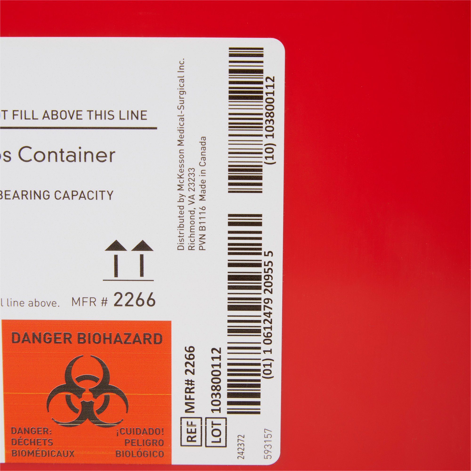 McKesson Brand 2266 - McKesson Prevent® Sharps Container, 8 Gallon, 13-1/2 x 17-3/10 x 13 Inch - 1/Each, 9/Case