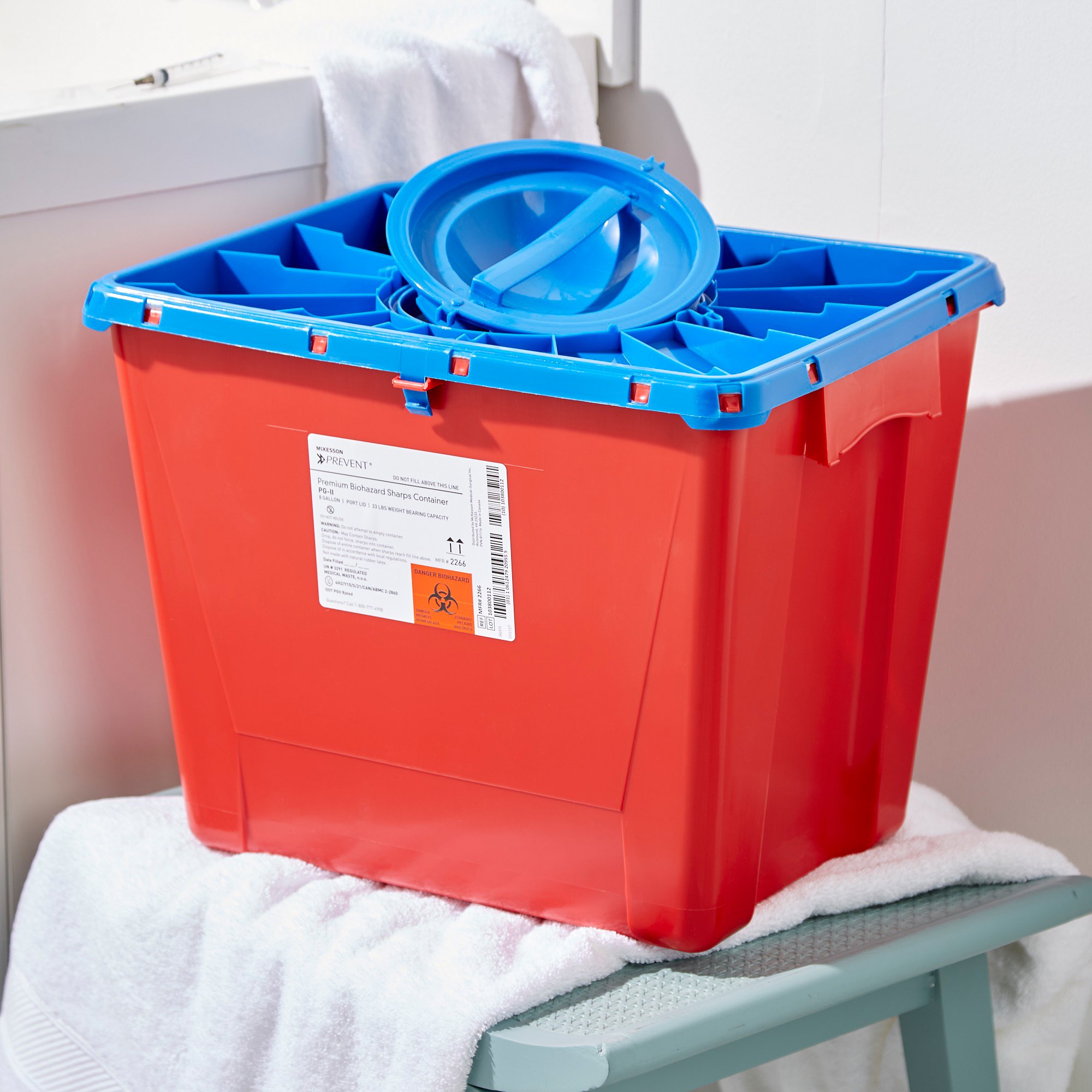 McKesson Brand 2266 - McKesson Prevent® Sharps Container, 8 Gallon, 13-1/2 x 17-3/10 x 13 Inch - 1/Each, 9/Case