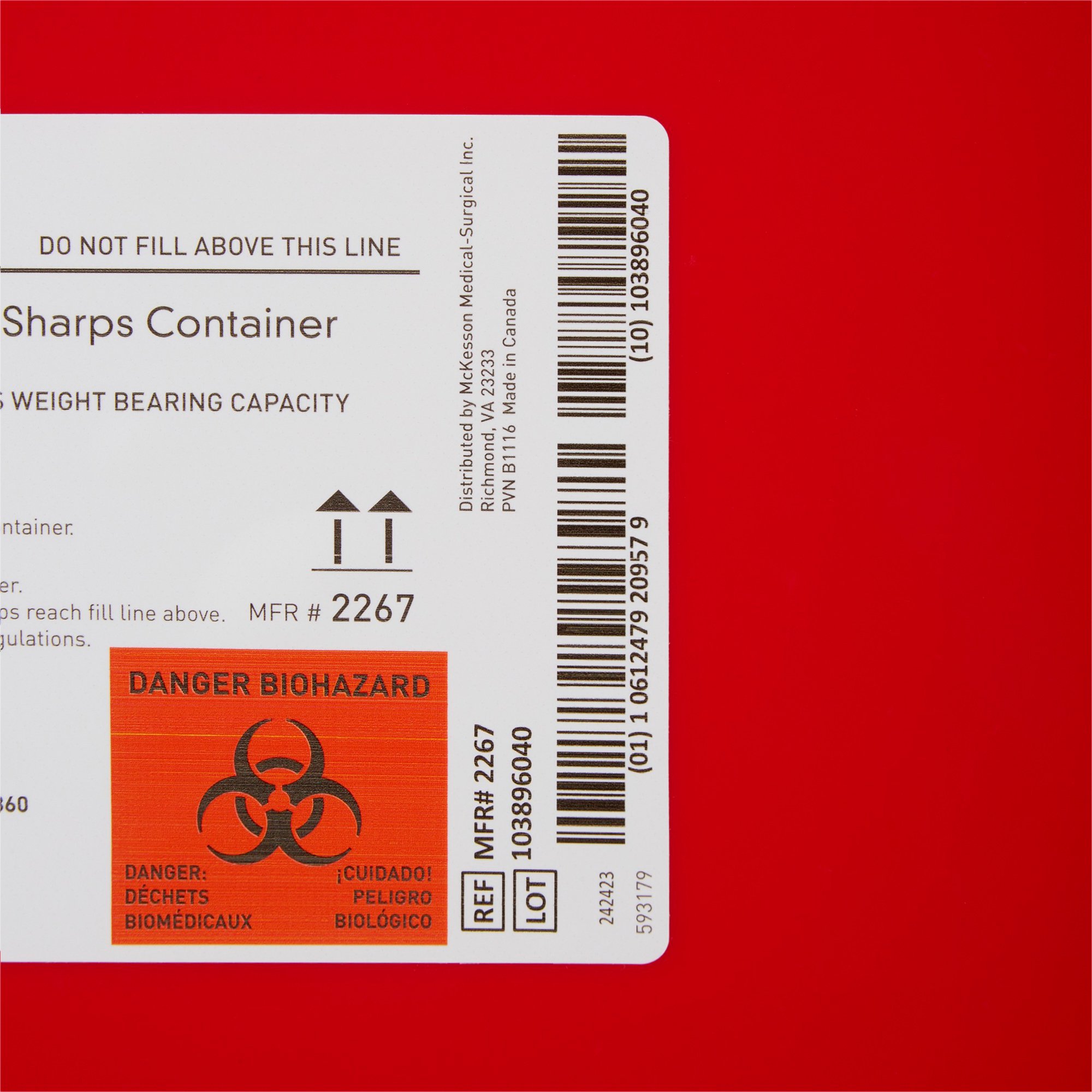 McKesson Brand 2267 - McKesson Prevent® Sharps Container, 12 Gallon, 20-4/5 x 17-3/10 x 13 Inch - 1/Each, 8/Case