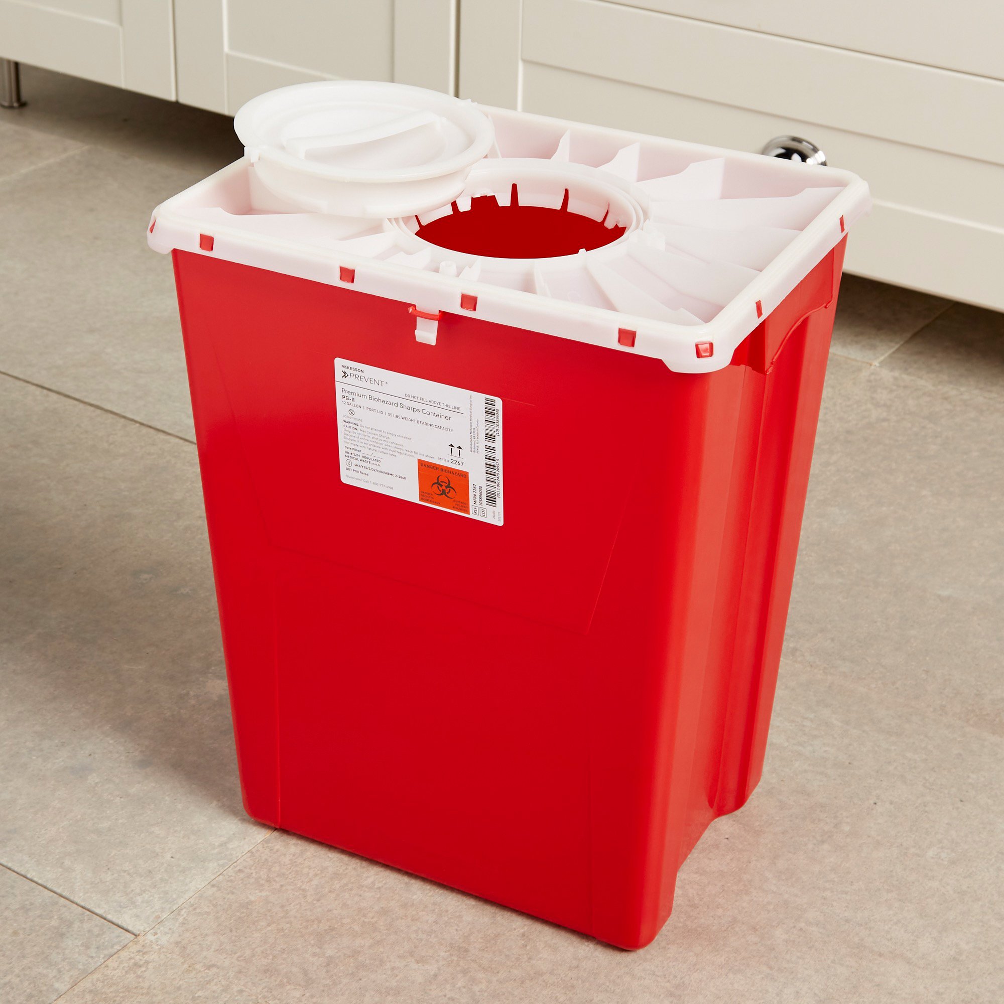 McKesson Brand 2267 - McKesson Prevent® Sharps Container, 12 Gallon, 20-4/5 x 17-3/10 x 13 Inch - 1/Each, 8/Case