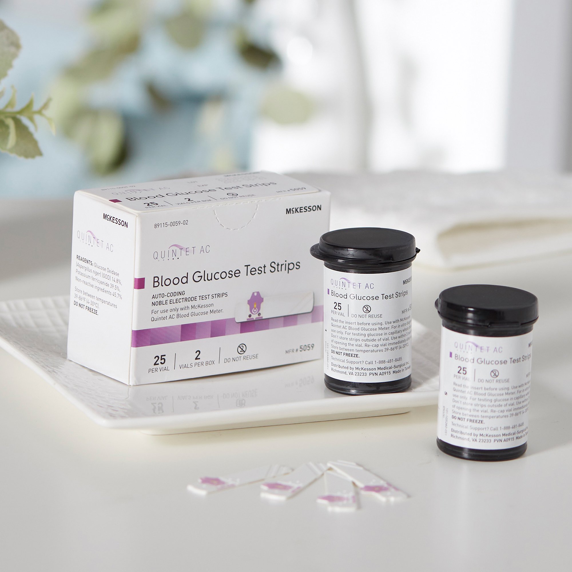 McKesson Brand 5059 - Quintet AC® Blood Glucose Test Strips - 1/Box, 20/Case