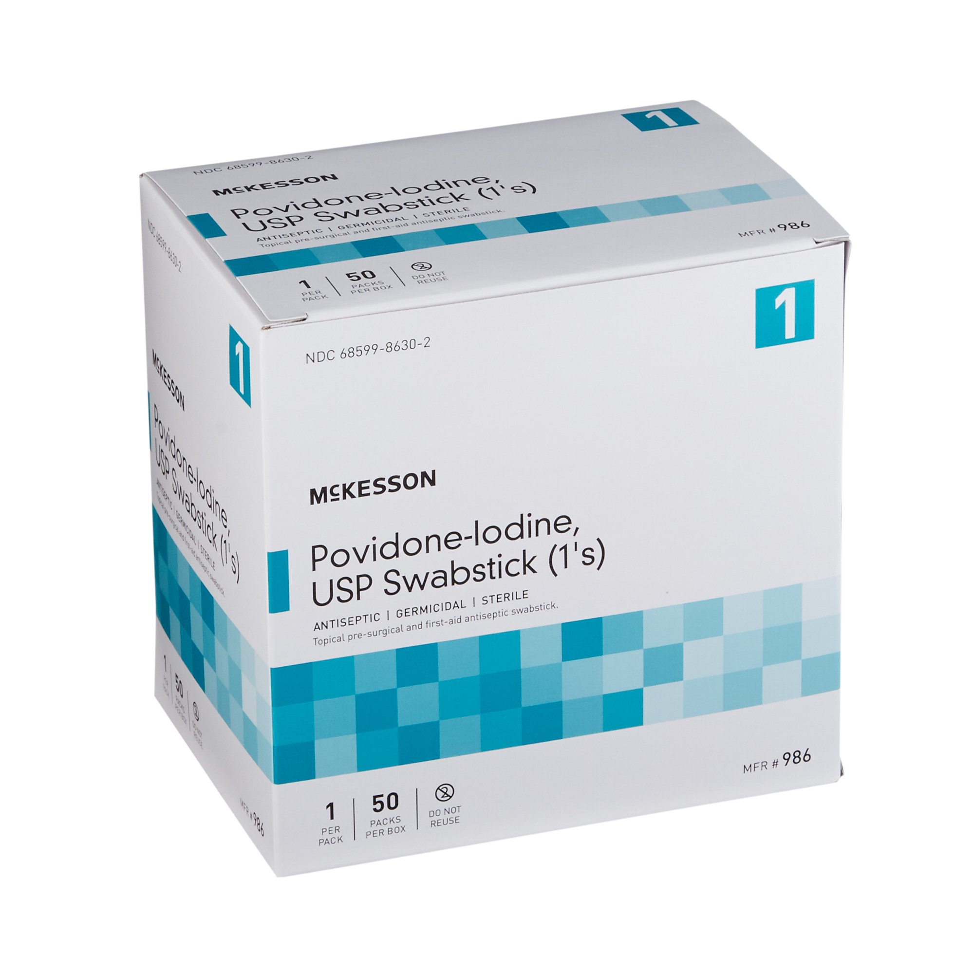 McKesson Brand 986 - McKesson Impregnated Swabstick, 10% Strength, Povidone Iodine, Individual Packet - 1/Pack, 50/Box, 500/Case