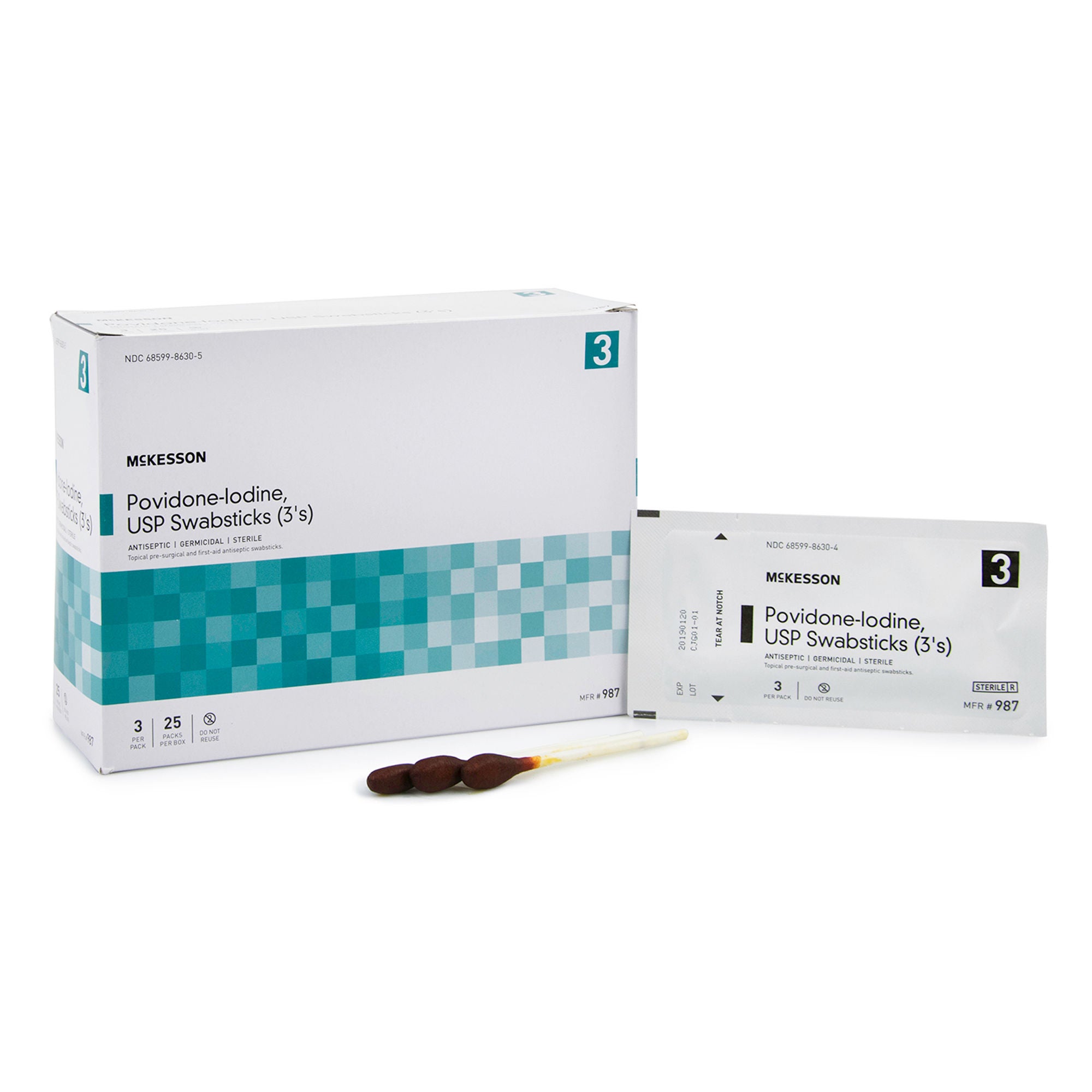 McKesson Brand - 987 McKesson Impregnated Swabstick 3 Pack 10% Strength