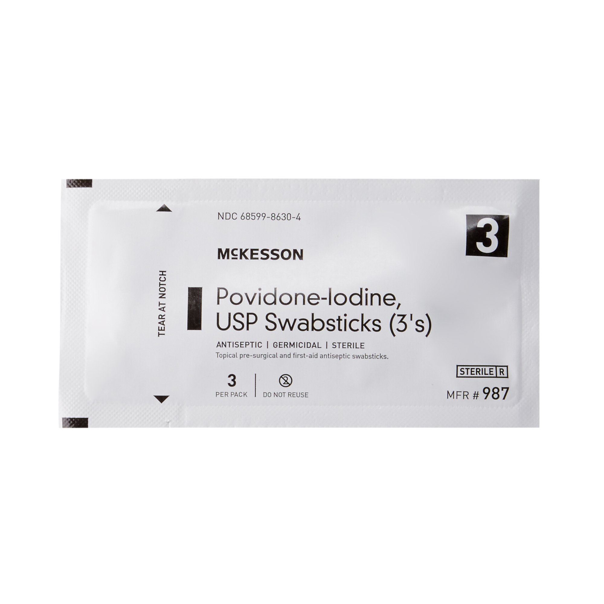 McKesson Brand - 987 McKesson Impregnated Swabstick 3 Pack 10% Strength