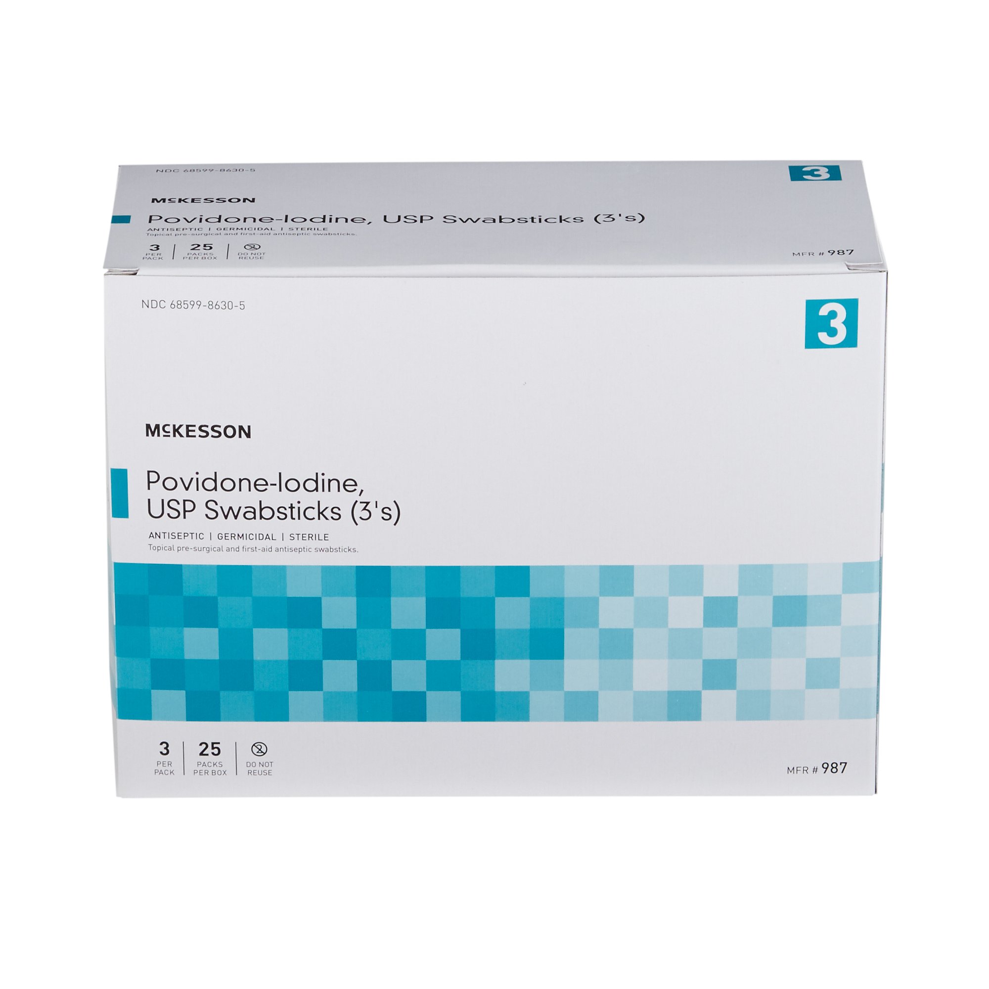 McKesson Brand - 987 McKesson Impregnated Swabstick 3 Pack 10% Strength