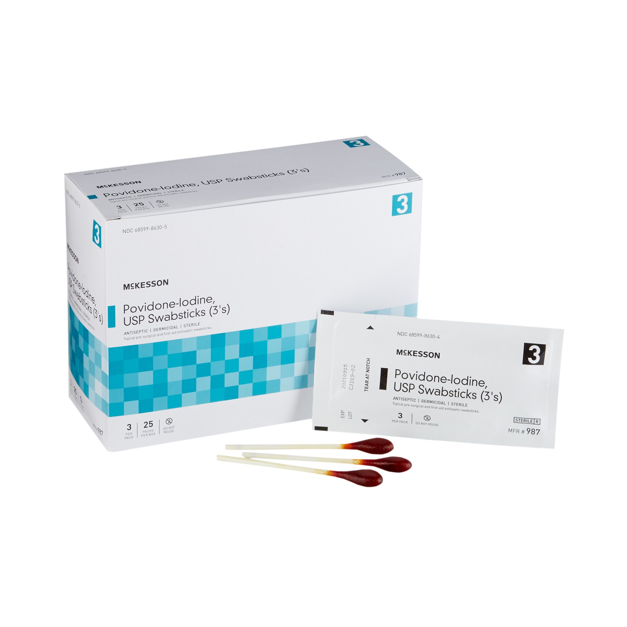 McKesson Brand - 987 McKesson Impregnated Swabstick 3 Pack 10% Strength
