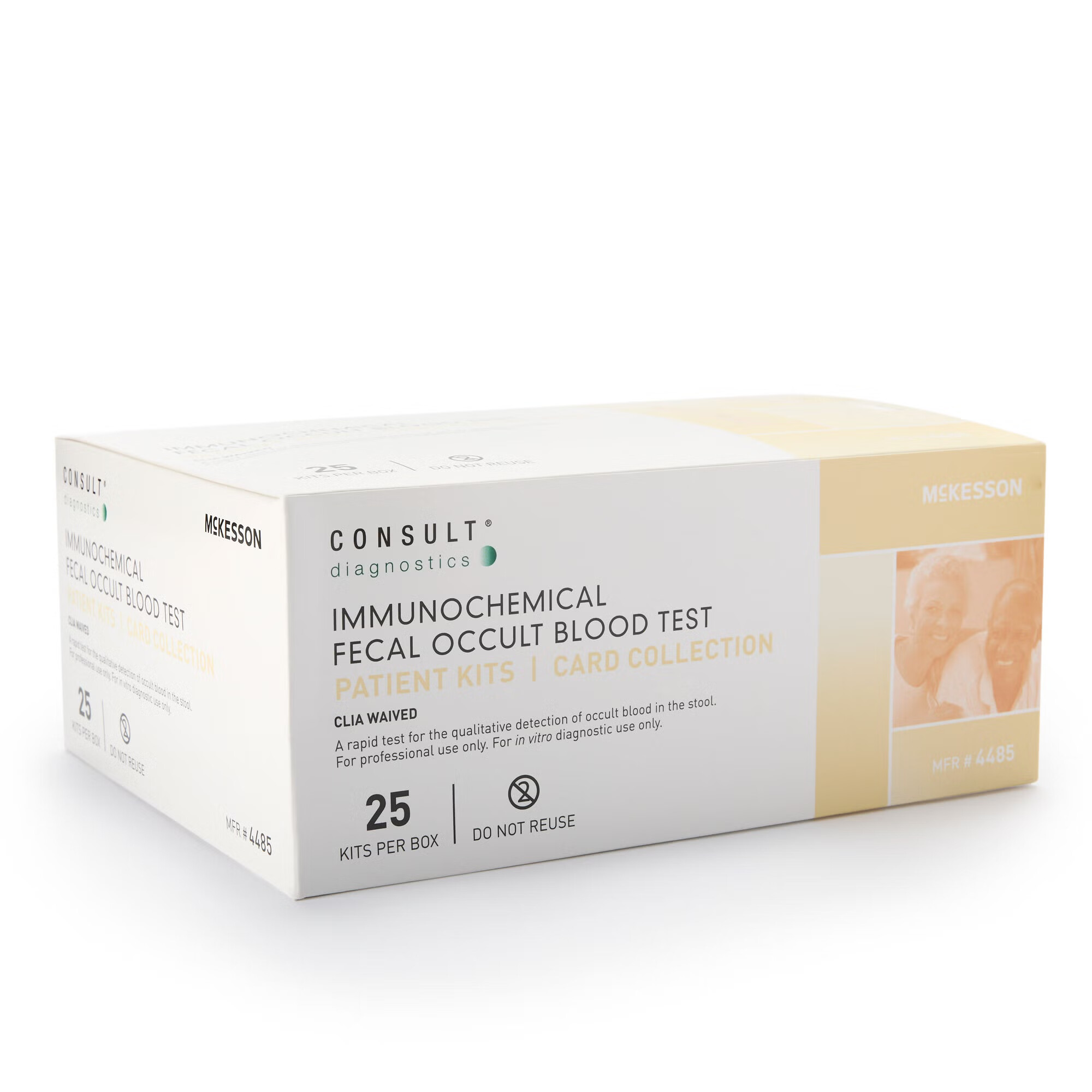 McKesson Brand - 4485 Cancer Screening Test Kit McKesson Consult™ Fecal Occult Blood Test (iFOB or FIT) 25 Tests CLIA Waived
