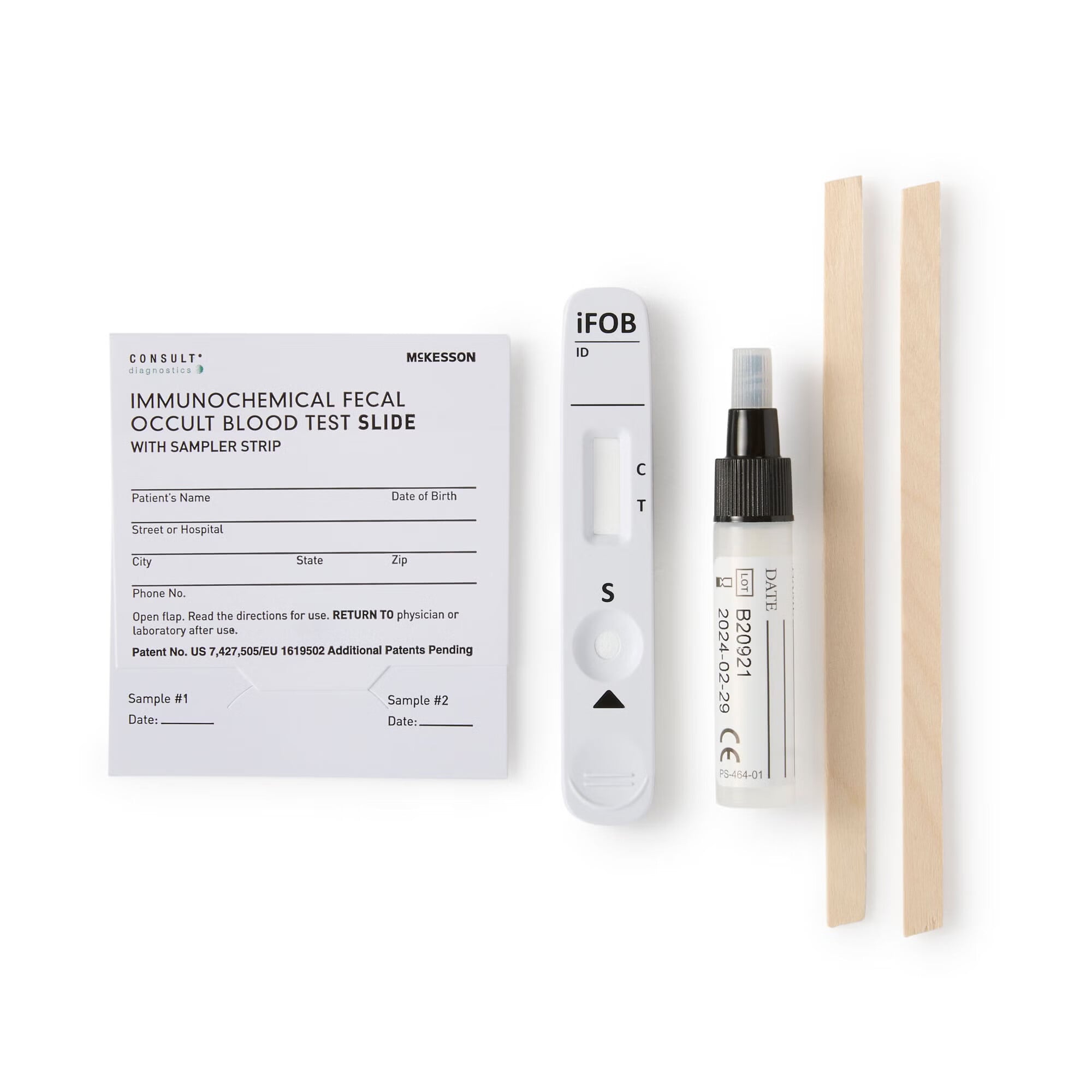 McKesson Brand - 4485 Cancer Screening Test Kit McKesson Consult™ Fecal Occult Blood Test (iFOB or FIT) 25 Tests CLIA Waived