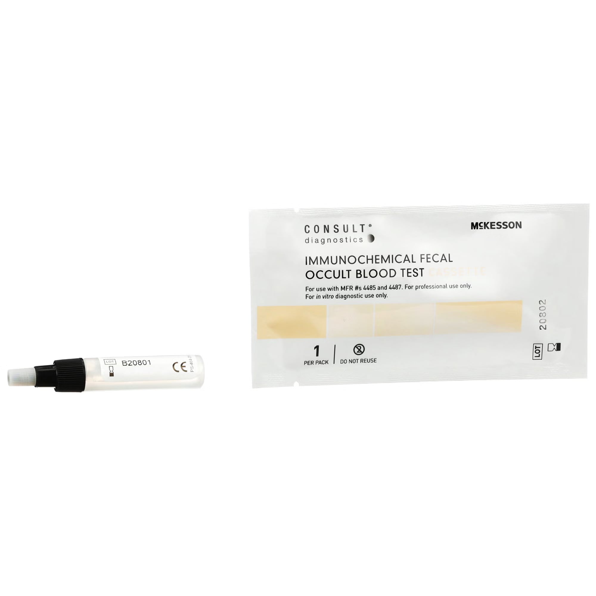 McKesson Brand - 4487 Cancer Screening Test Kit McKesson Consult™ Fecal Occult Blood Test (iFOB or FIT) 25 Tests CLIA Waived